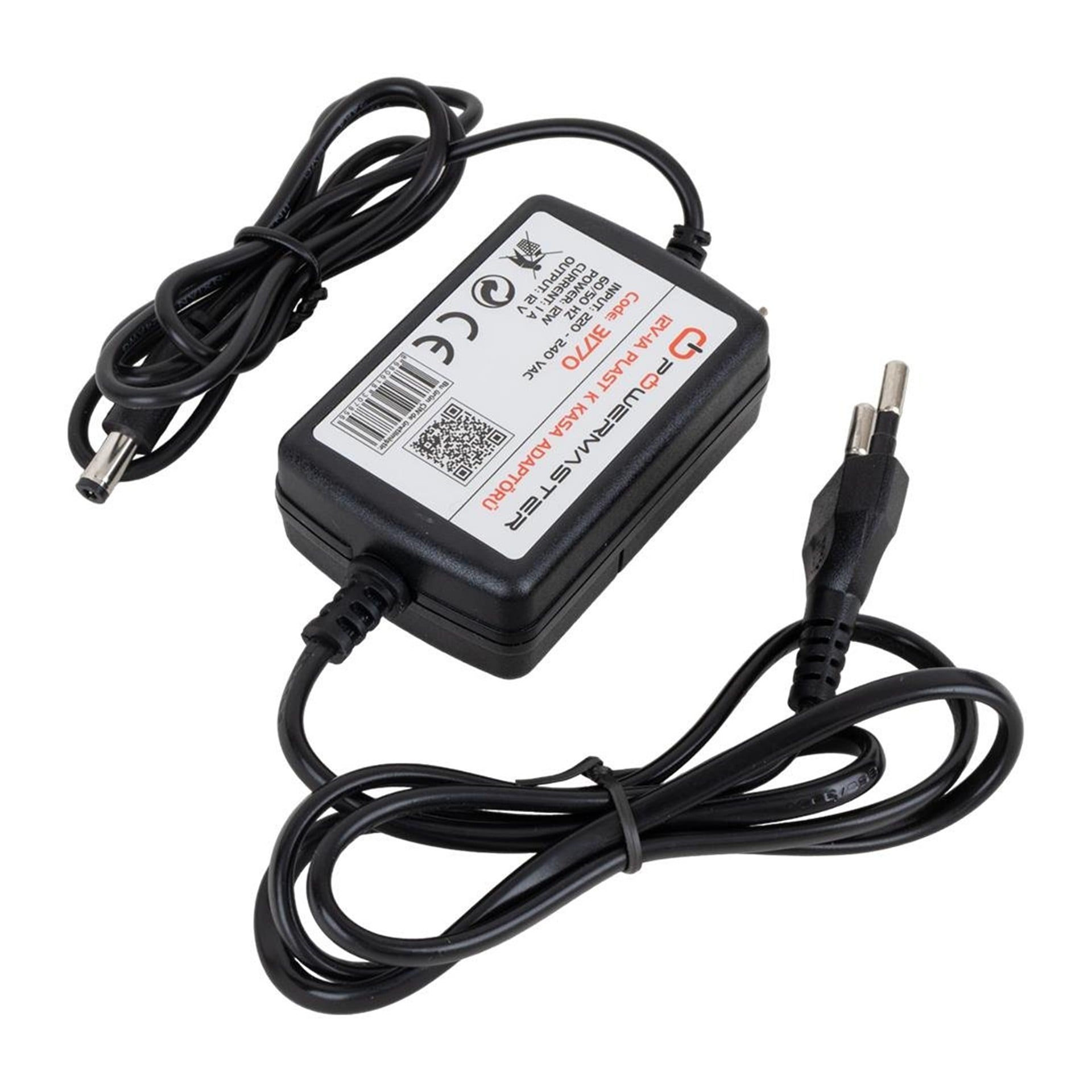 Powermaster Powermaster PM-31770 12 Volt - 1 Amper - 12 Watt 5.5*2.5 Mm Uçlu İki Ucu Kablolu Masaüstü Adaptör - Adaptörler