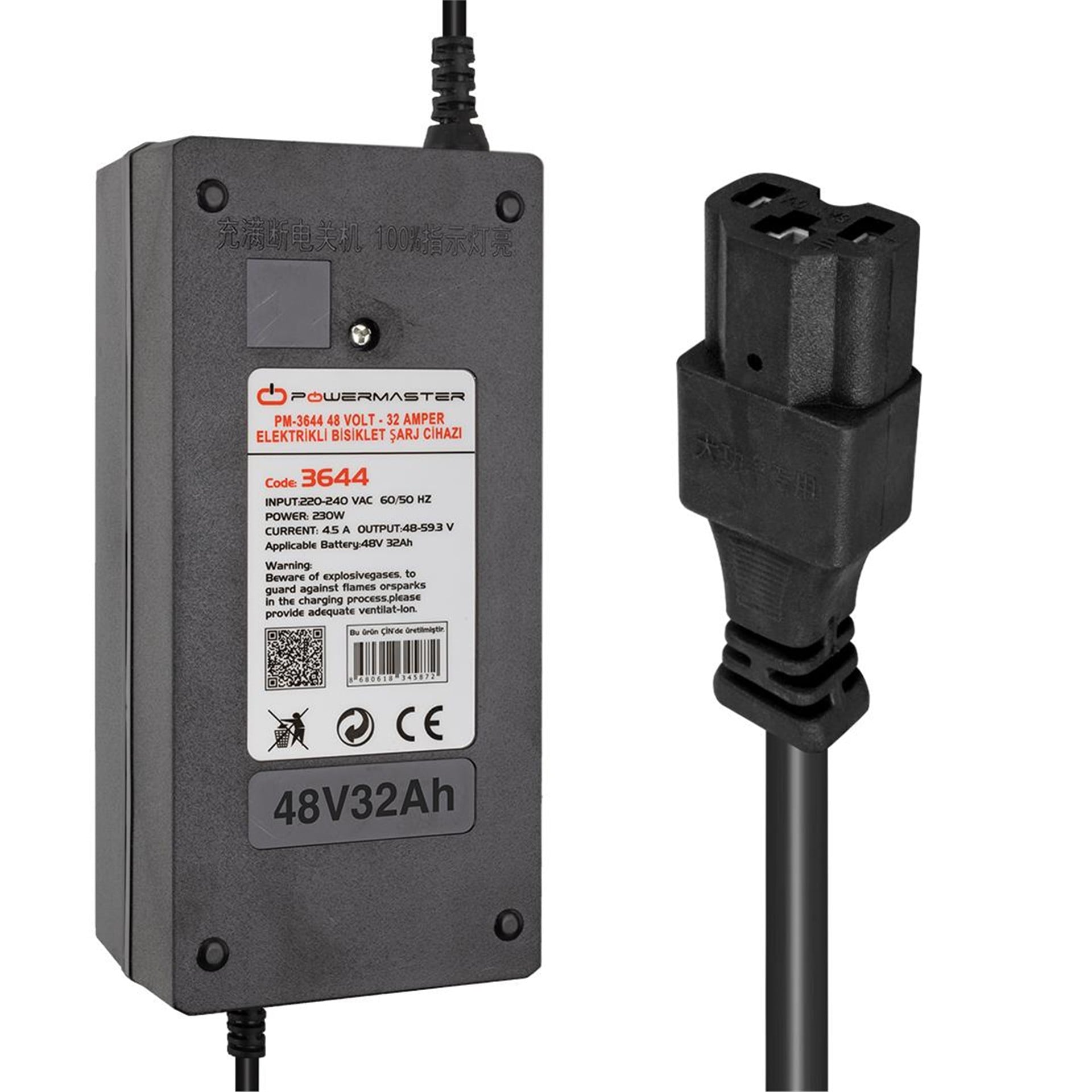 Powermaster Powermaster PM-3644 48 Volt - 32 Amper Elektrikli Bisiklet Şarj Cihazı - Elektrikli Bisiklet Şarj Cihazı