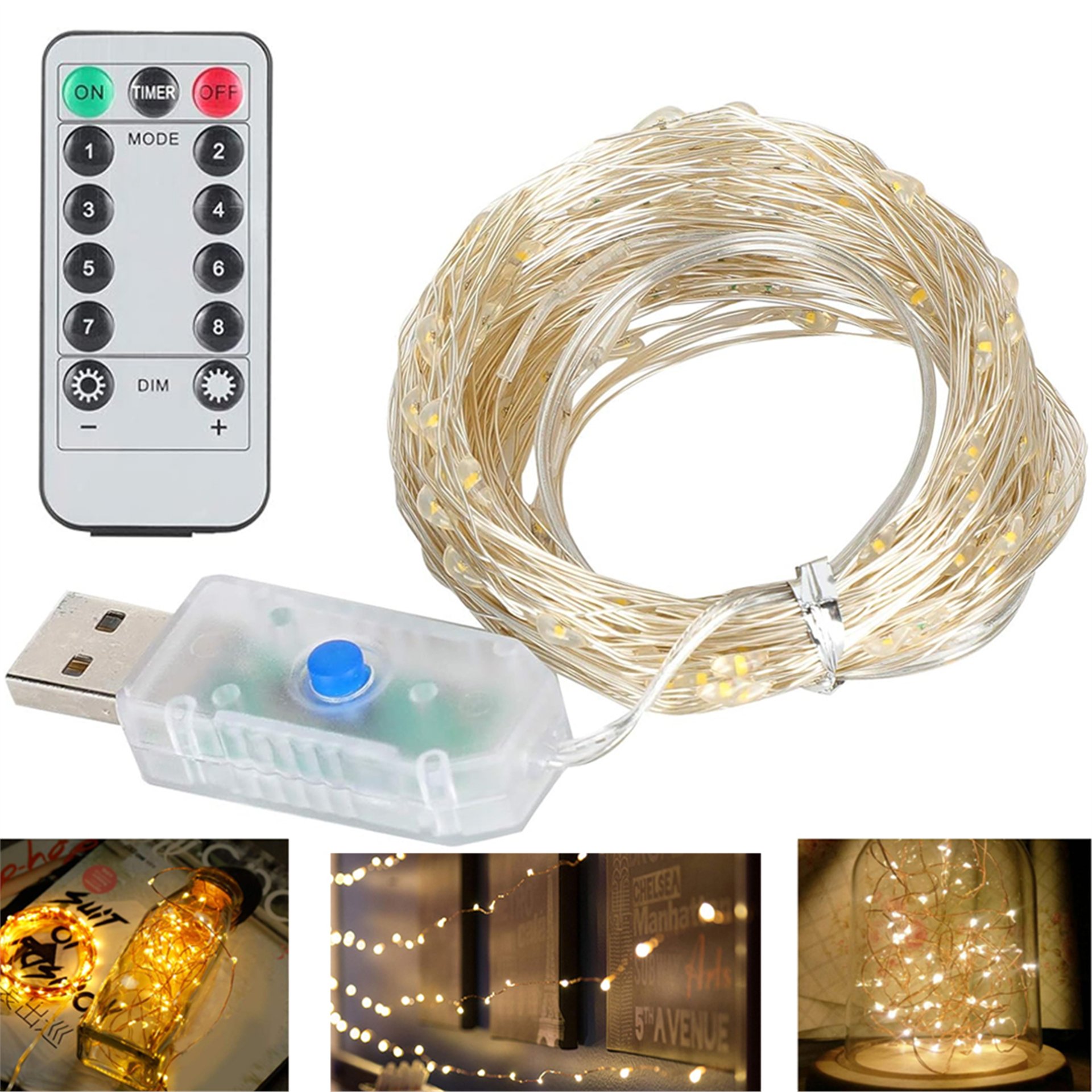 Powermaster Powermaster PM-37723 USB Girişli Uzaktan Kumandalı 30 Metre 8 Modlu Günışığı Dekoratif Yılbaşı - Peri Led Işık - Aydınlatma Diğer