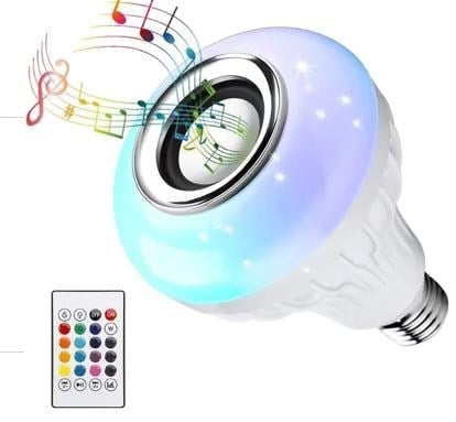 POWERMASTER PM-39379 KUMANDALI BLUETOOTH HOPARLÖR AMPUL 500 LÜMEN RGB LEDLİ E27 LAMBA