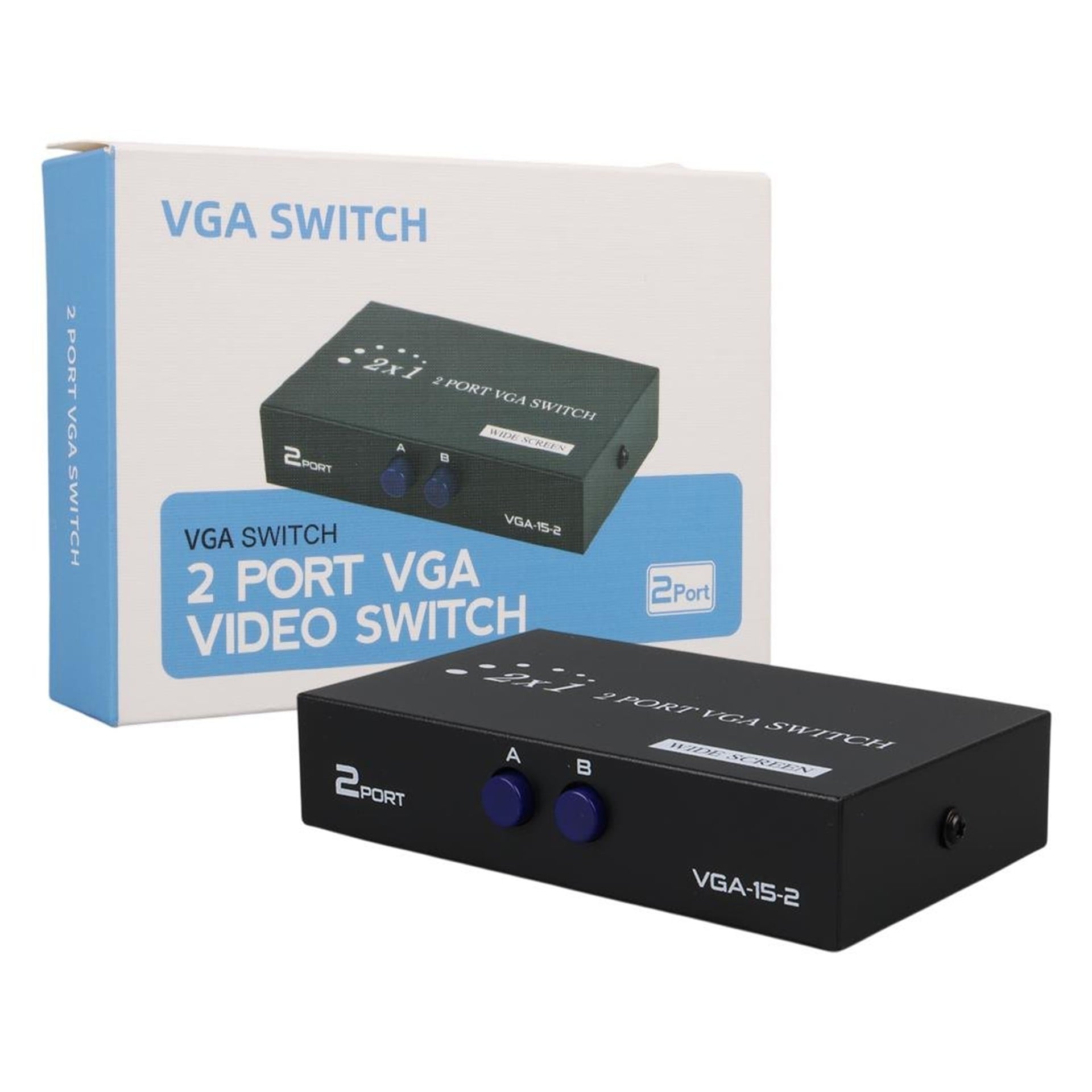 Powermaster PowerMaster PM-4263 2 Port Giriş 1 Çıkış Manuel VGA Splitter Toplayıcı Switch (2 PC 1 Ekran) - Çevirici Dağıtıcı