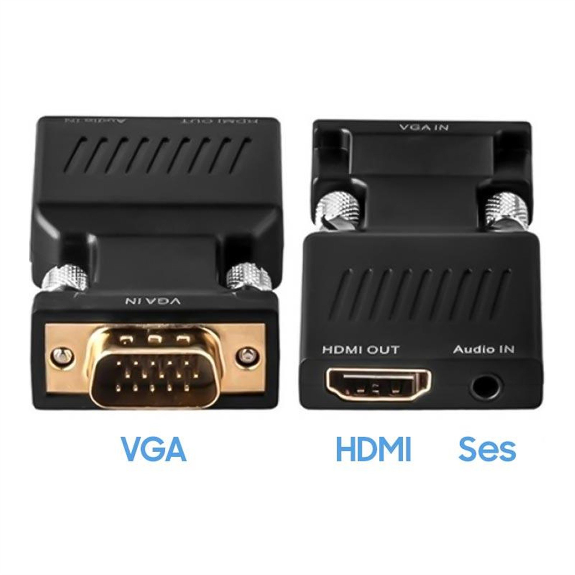 Powermaster PowerMaster PM-4276 VGA TO HDMI Görüntü Ses Çevirici Audio Girişli Adaptör 1080HD 5V1A Mini USB Güç Girişli - Çevirici Dağıtıcı