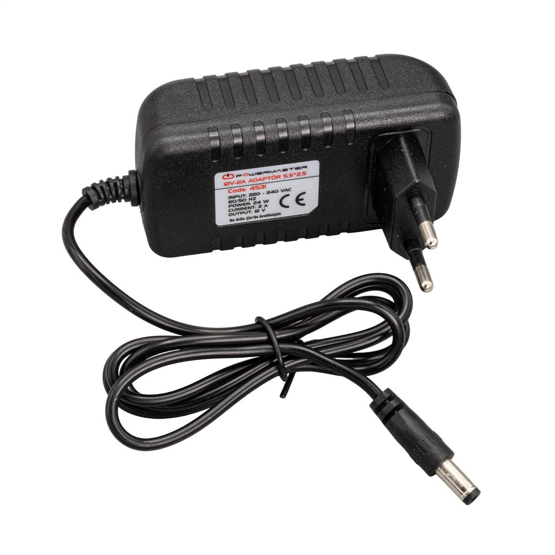 Powermaster Powermaster PM-4531 12 Volt - 2 Amper 5.5*2.5 Mm Uçlu Plastik Kasa Priz Tipi Adaptör - Adaptörler