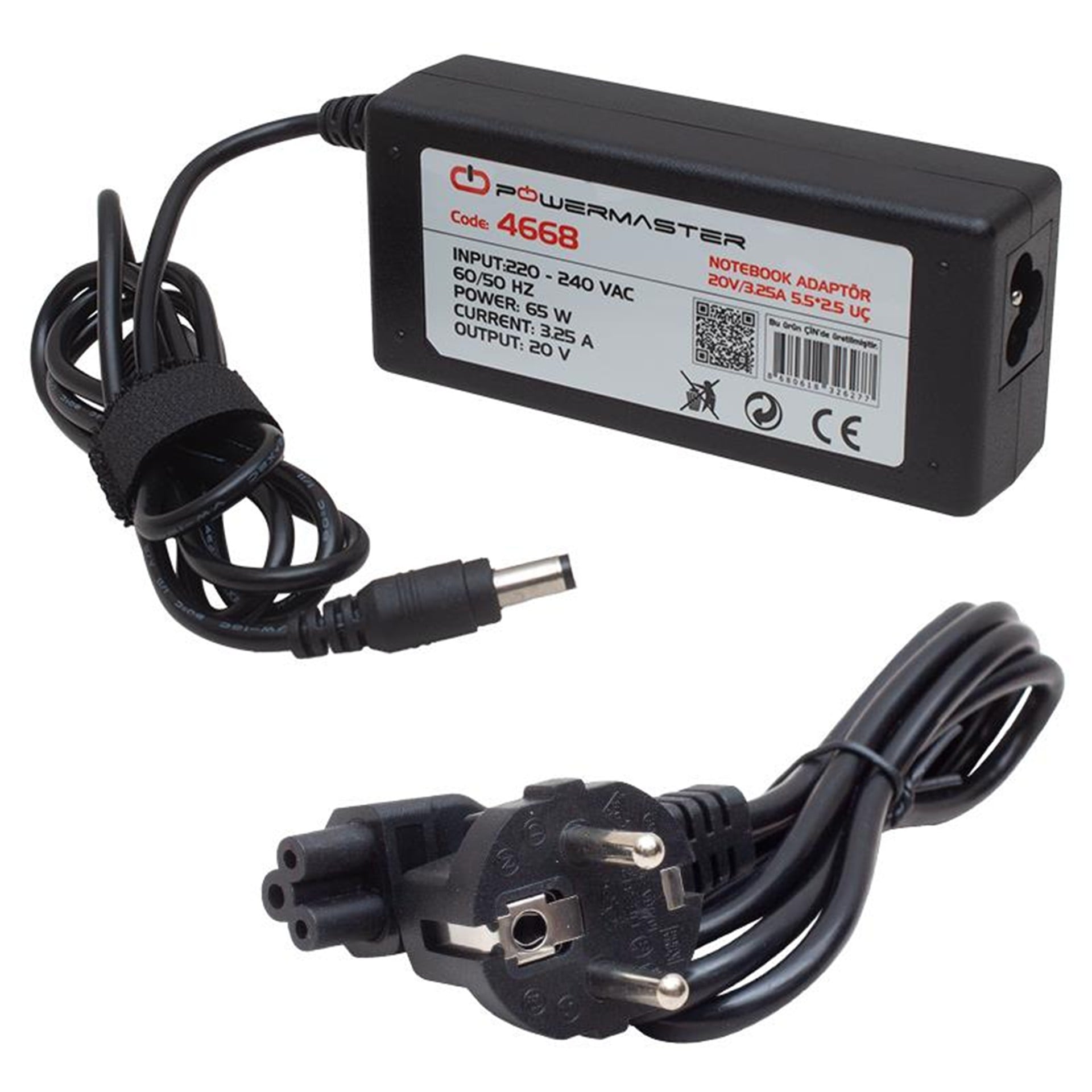 Powermaster Powermaster PM-4668 20 Volt - 3.25 Amper 5.5*2.5 Mm Uçlu Adaptör (Lenovo Ibm Notebook) - Adaptörler