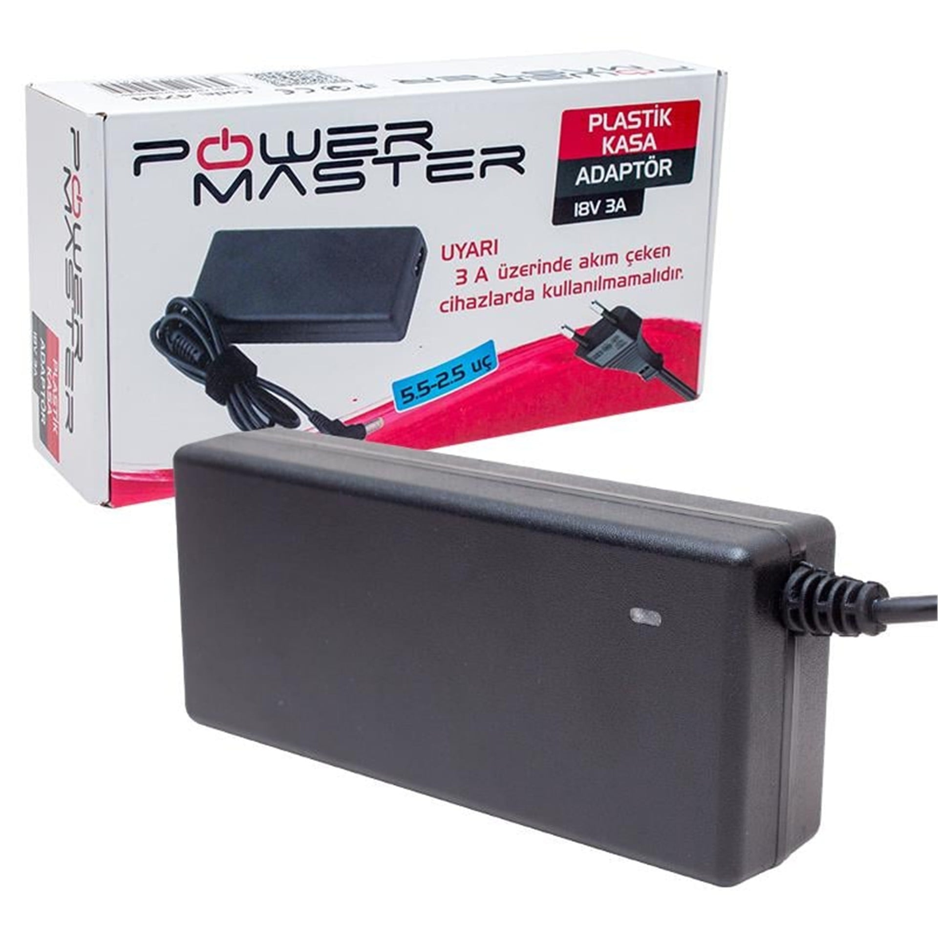 Powermaster Powermaster PM-4734 18 Volt - 3 Amper 5.5*2.5 Mm Uçlu Santral Adaptörü - Santral Adaptörü