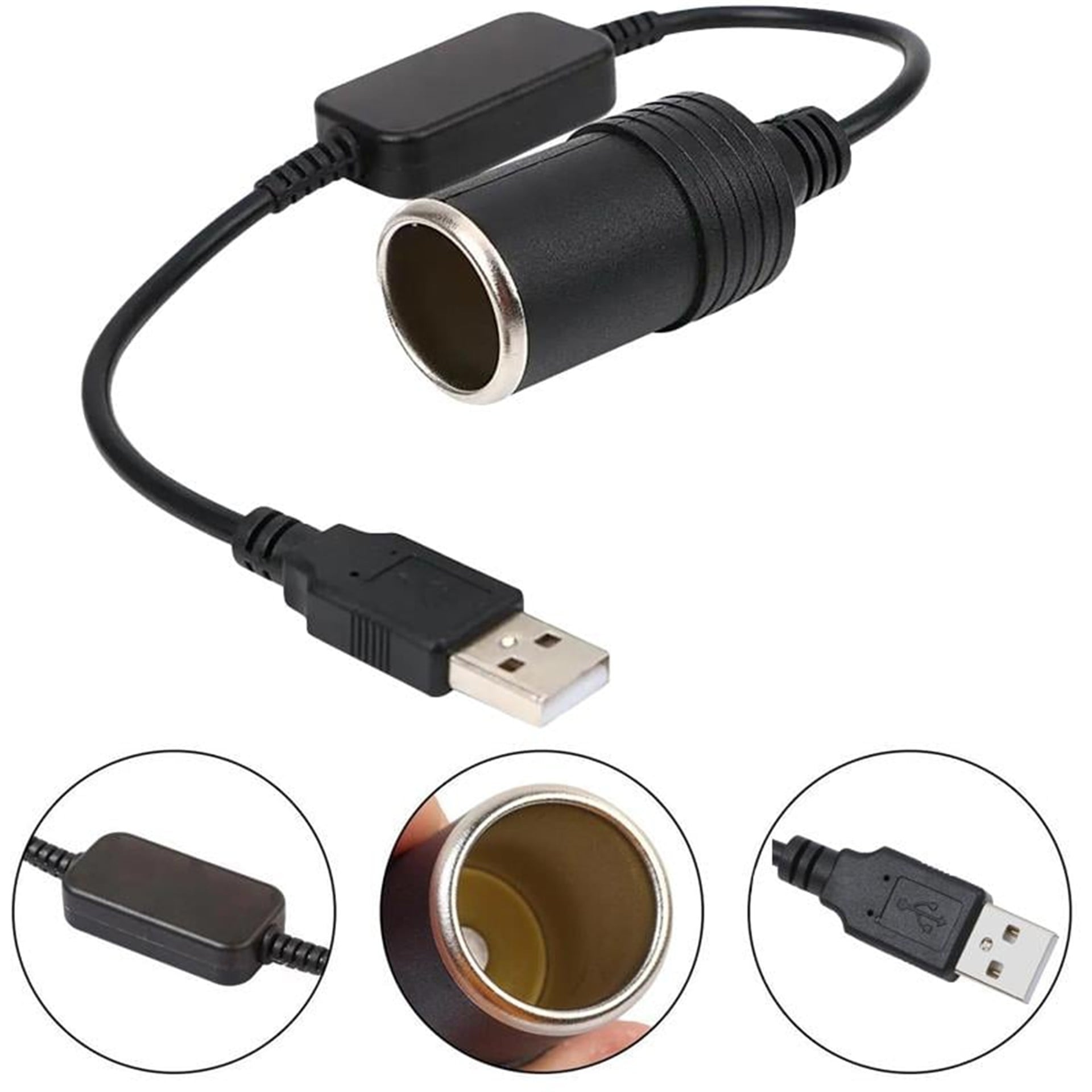 Powermaster Powermaster PM-5726 USB 2.0 Siyah 5 Volt 2 Amper To 12 Volt 800mAh Araç Çakmaklığına Çevirici - Fiş - Jack - Şase