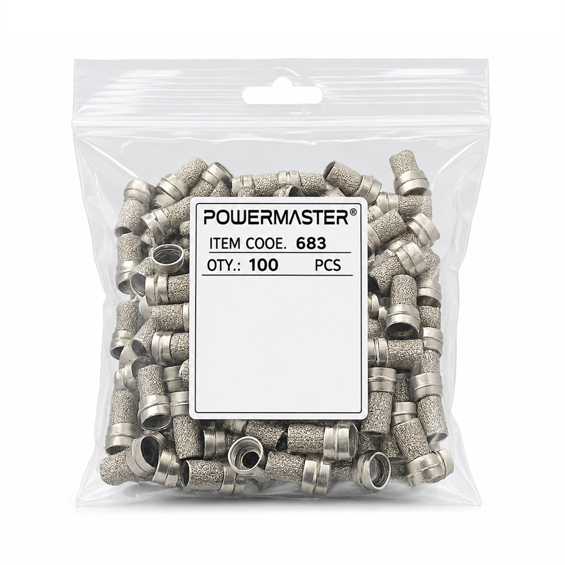 Powermaster Powermaster PM-683 F Konnektör RG6/U4 Uydu Anten Kablo Uyumlu Çevirmeli Vidalı Tip (100'Lü Paket) - F Konnektör