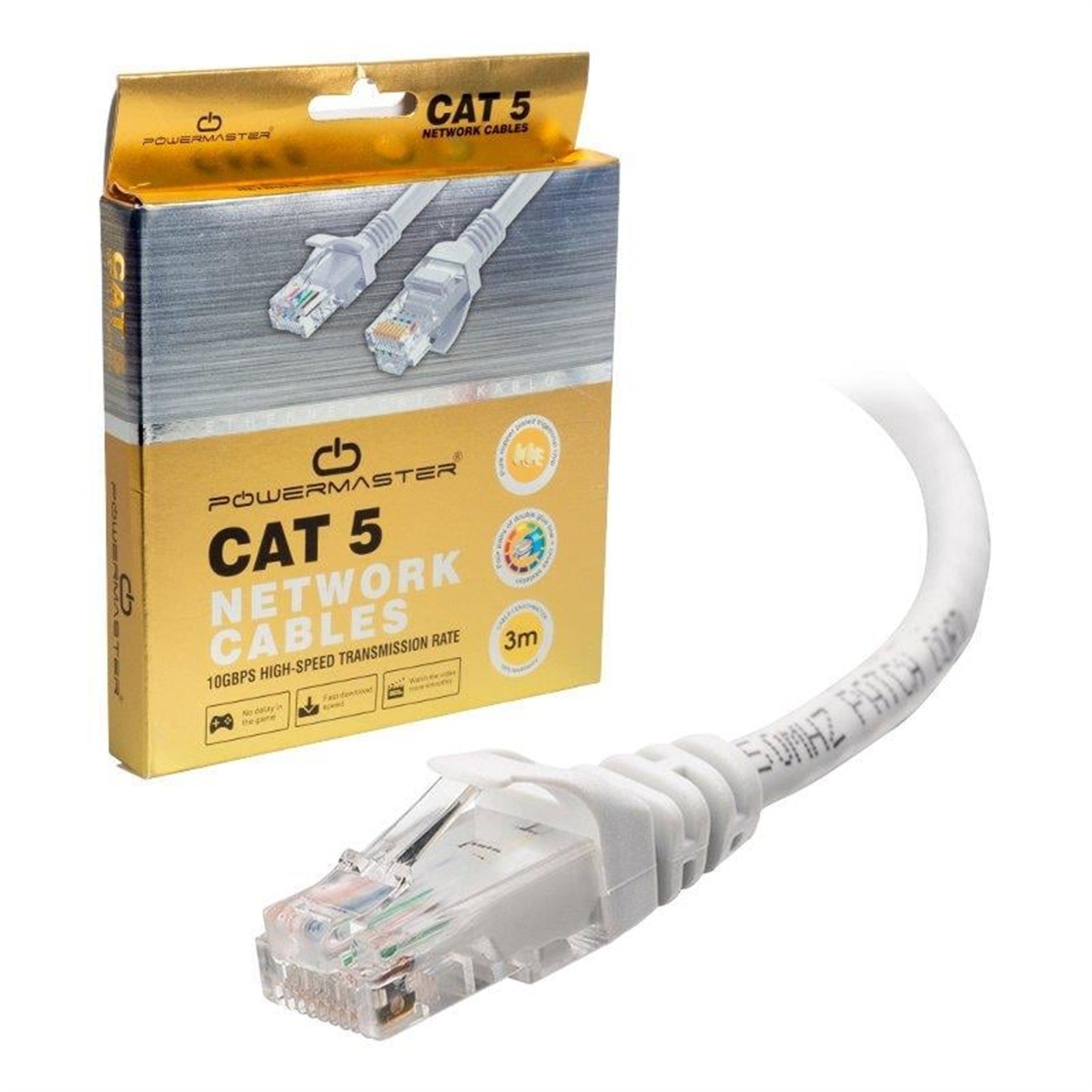 Powermaster Powermaster  PM-7959 Gri Cat5 3 Metre Ethernet Network Kablosu - Network Kabloları