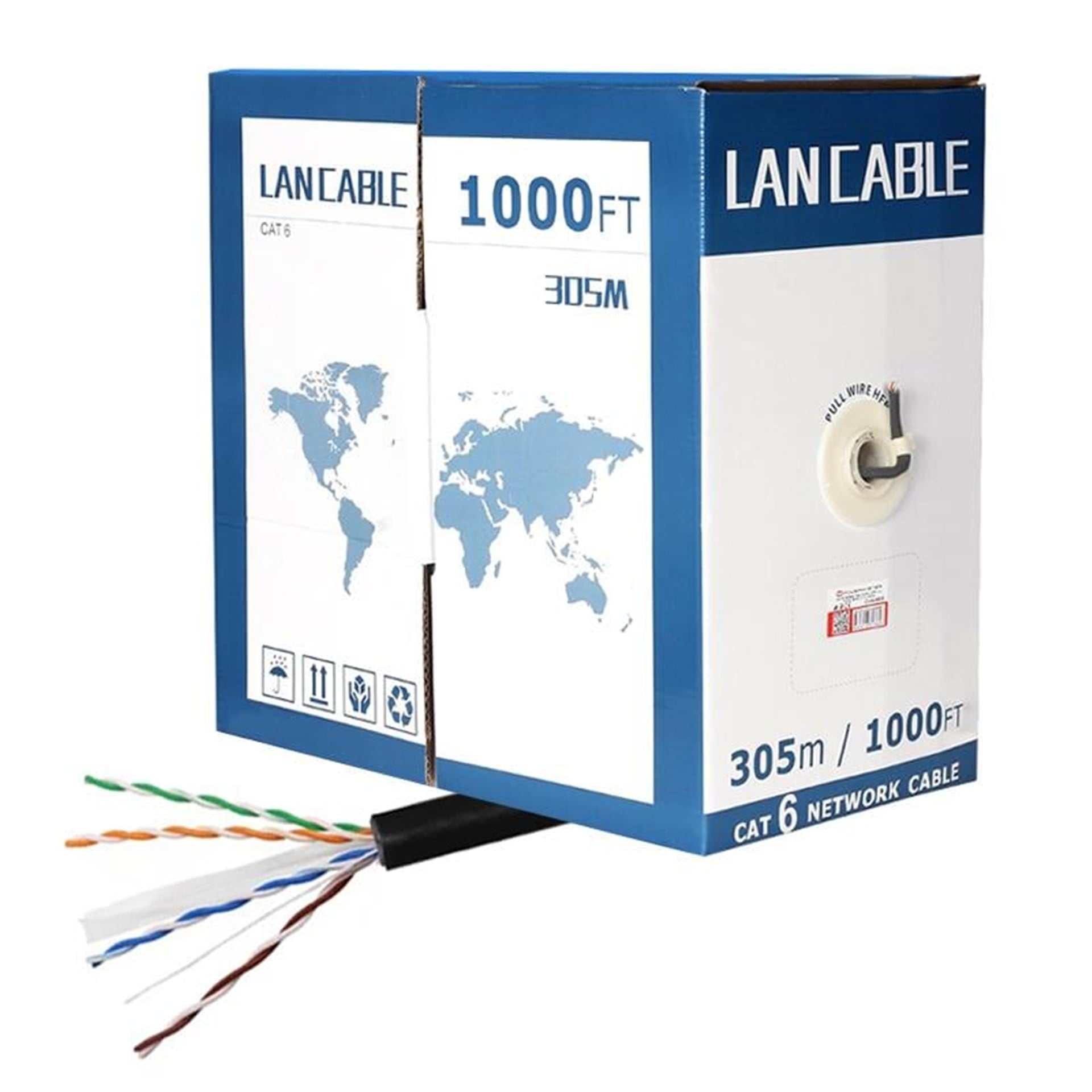 Powermaster PowerMaster PM-8256 23 AWG 0.56 mm CCA 305 Metre Dış Mekan Siyah CAT6 Kablo - Network Kabloları