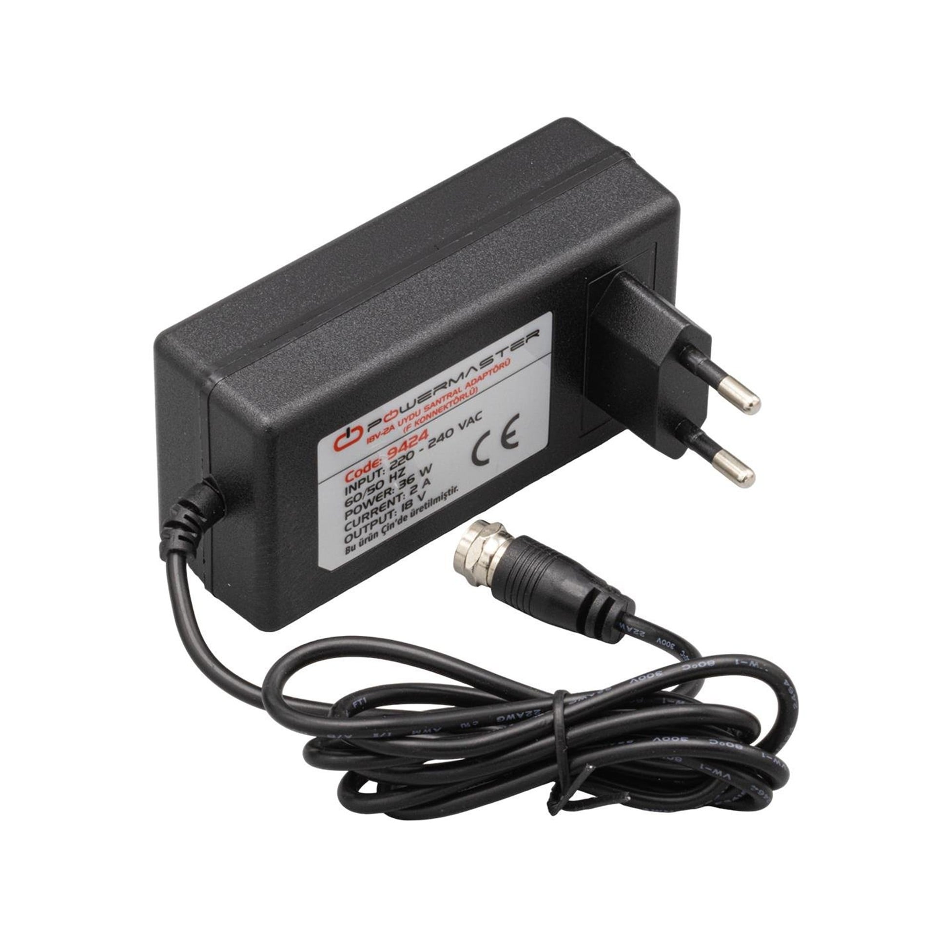 Powermaster Powermaster PM-9424 18 Volt- 2 Amper F Konnektörlü Uydu Santral Adaptörü - Santral Adaptörü