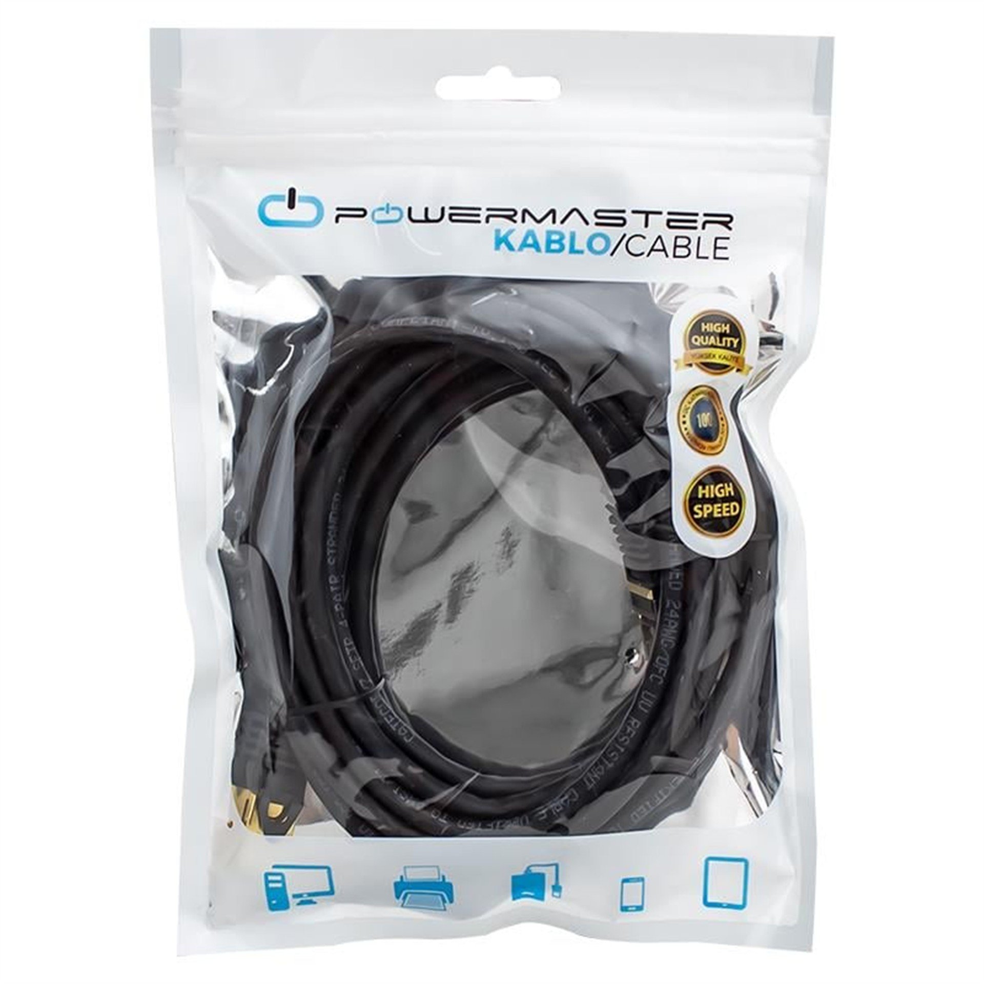 Powermaster PowerMaster PMCAT73 Cat7 3 Metre 10Gbps 600MHz LAN Ethernet Kablosu - RJ45 26AWG Bakır - Network Kabloları
