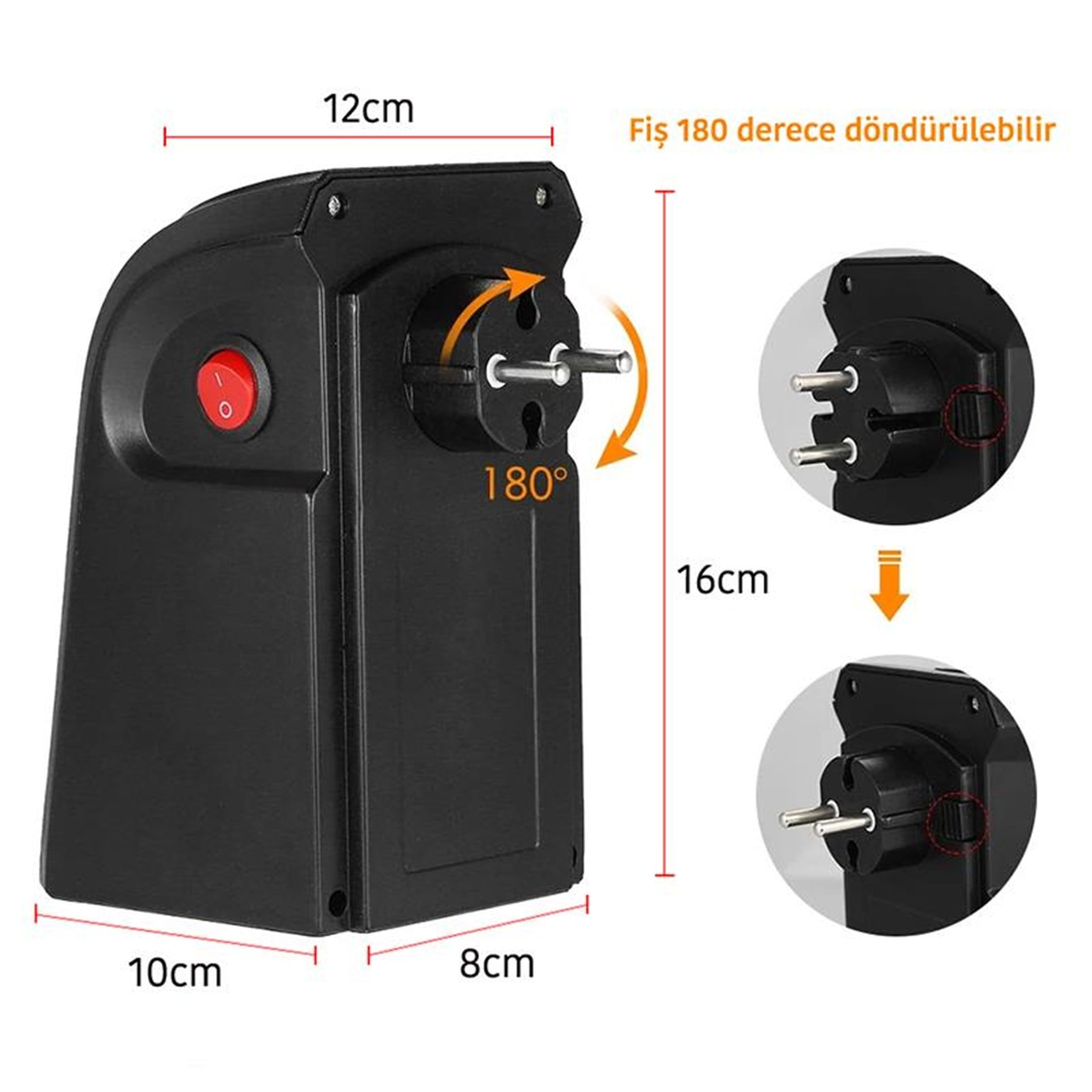 Powermaster Powermaster Priz Tipi Mini Fanlı Pratik Isıtıcı - Isıtıcılar