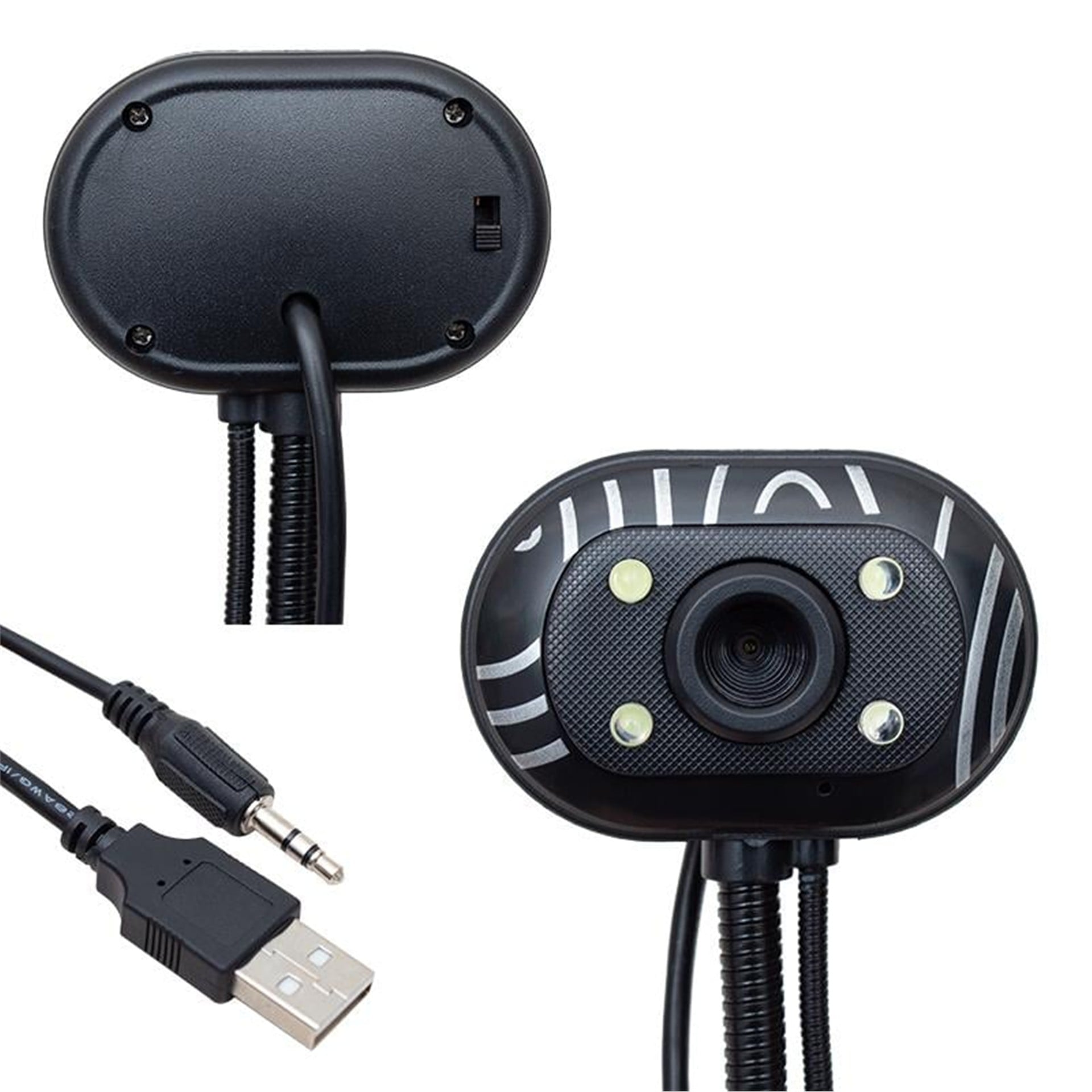 Powermaster Powermaster PWR-2967 Cmos Sensörlü 4 Ledli Mikrofonlu 640x480P  2 MP Usb Webcam Pc Kamera - Web Kamera
