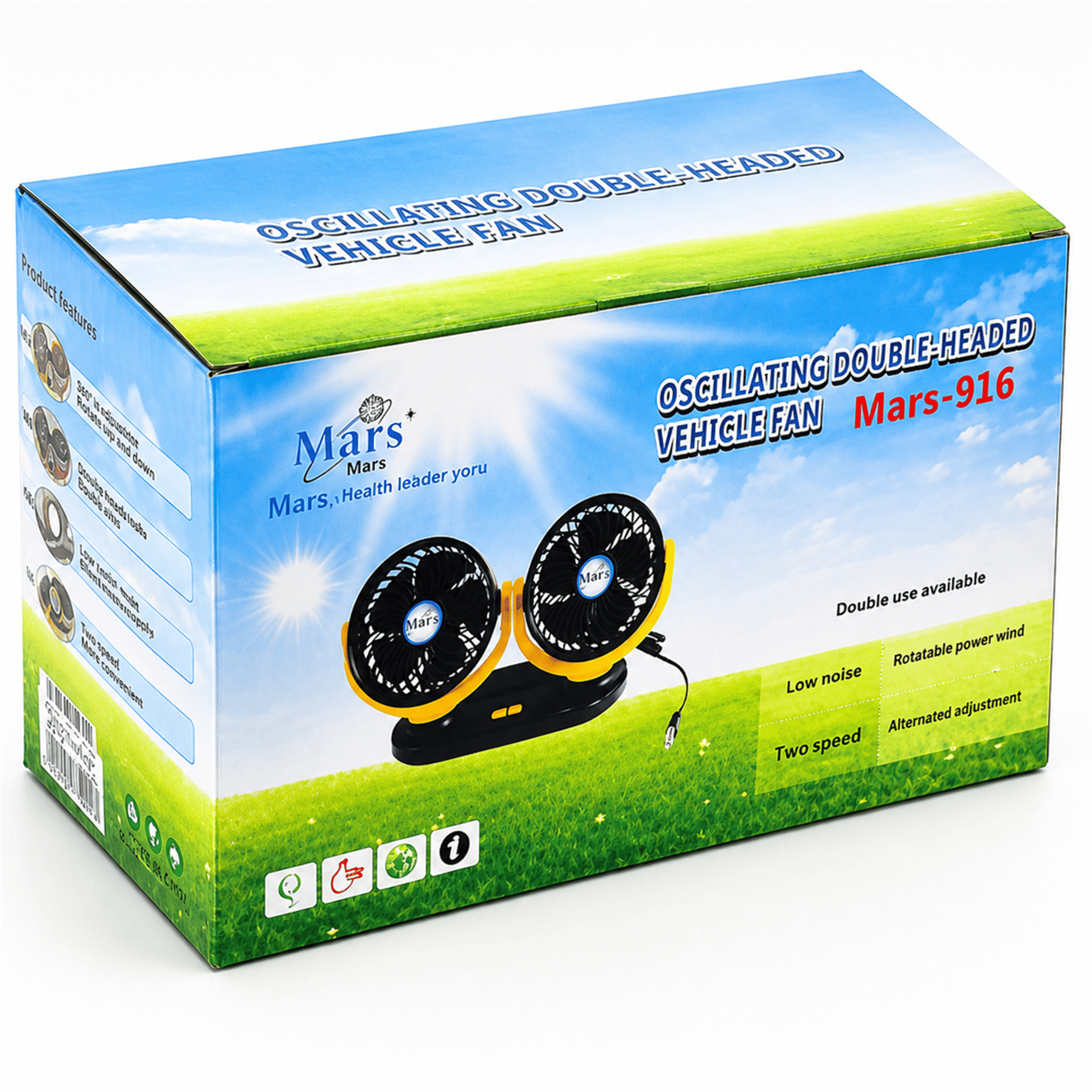 Reyonex POWERMASTER X916 12 VOLT DC USB GİRİŞLİ MASAÜSTÜ 2’Lİ PLASTİK EV-OFİS-ARAÇ FANI - Fanlar