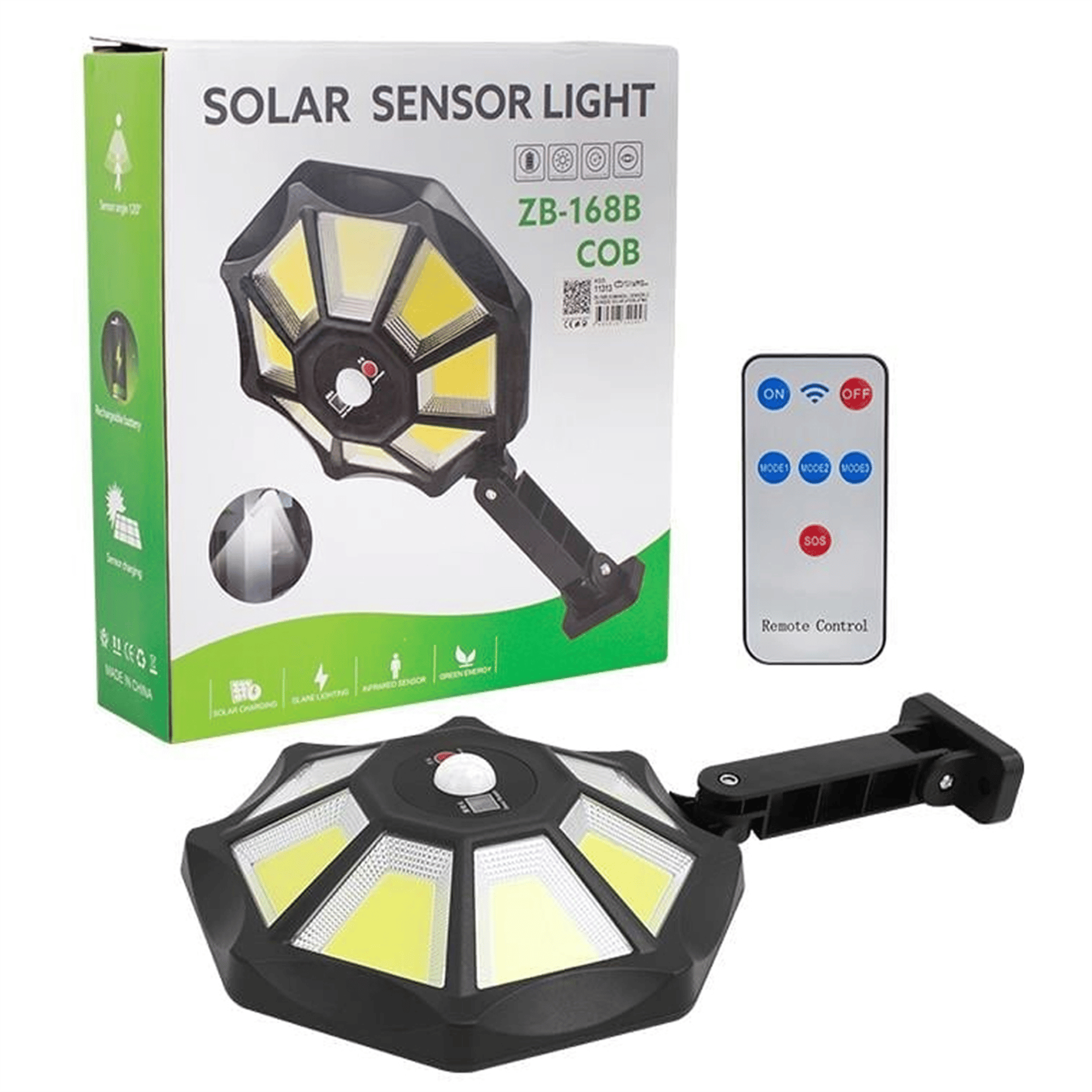 Powermaster Powermaster ZB-168B Kumandalı 3 Çalışma Modlu Sensörlü Beyaz Solar Aydınlatma - Solar Aydınlatma Ürünleri