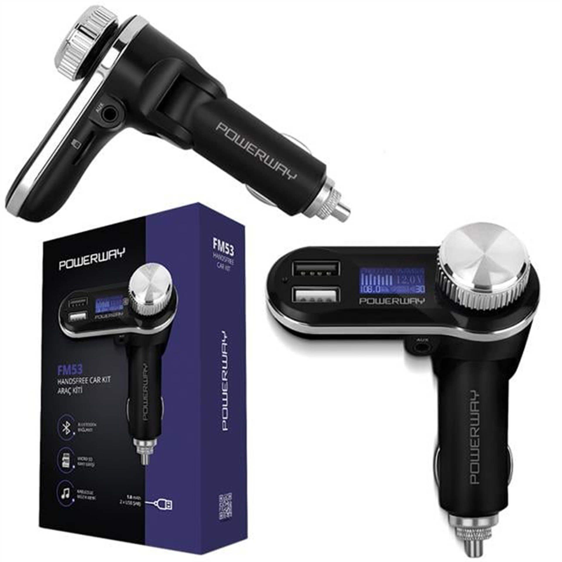 Powerway Powerway FM-53 Bluetooth-SD-USB Destekli FM Transmitter - FM Transmitter