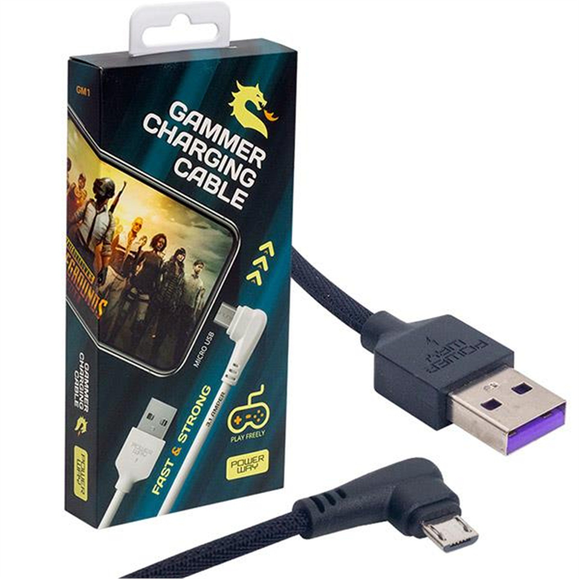 Powerway Powerway GM1 USB 3.1 Amper Örgülü Samsung Gaming Oyuncu Kablosu - Data-Şarj Kabloları