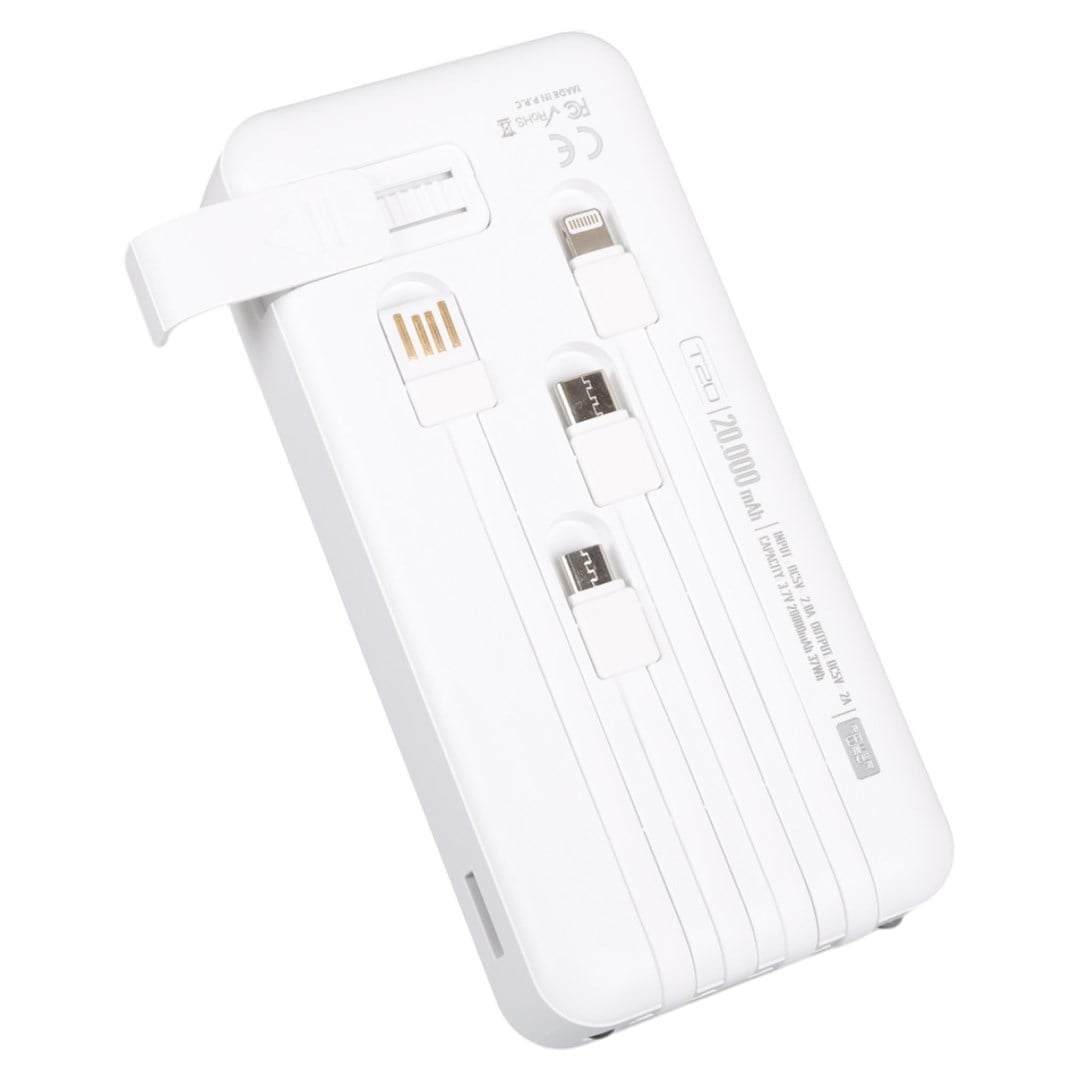 POWERWAY T20 KENDİNDEN KABLOLU DİJİTAL EKRAN 20.000 MAH BEYAZ POWERBANK