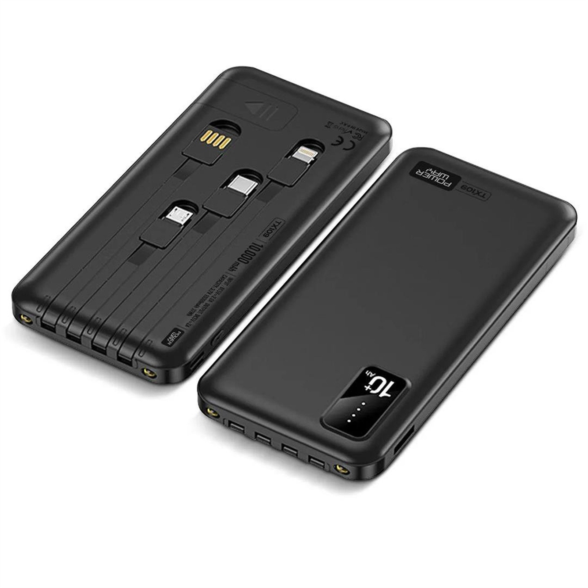 Powerway Powerway TX109 10.000mAh Kablolu Dijital Göstergeli Fenerli Powerbank Dahili Telefon Stand (MİCRO - TYPE C - LİGHTNİNG) - Powerbank