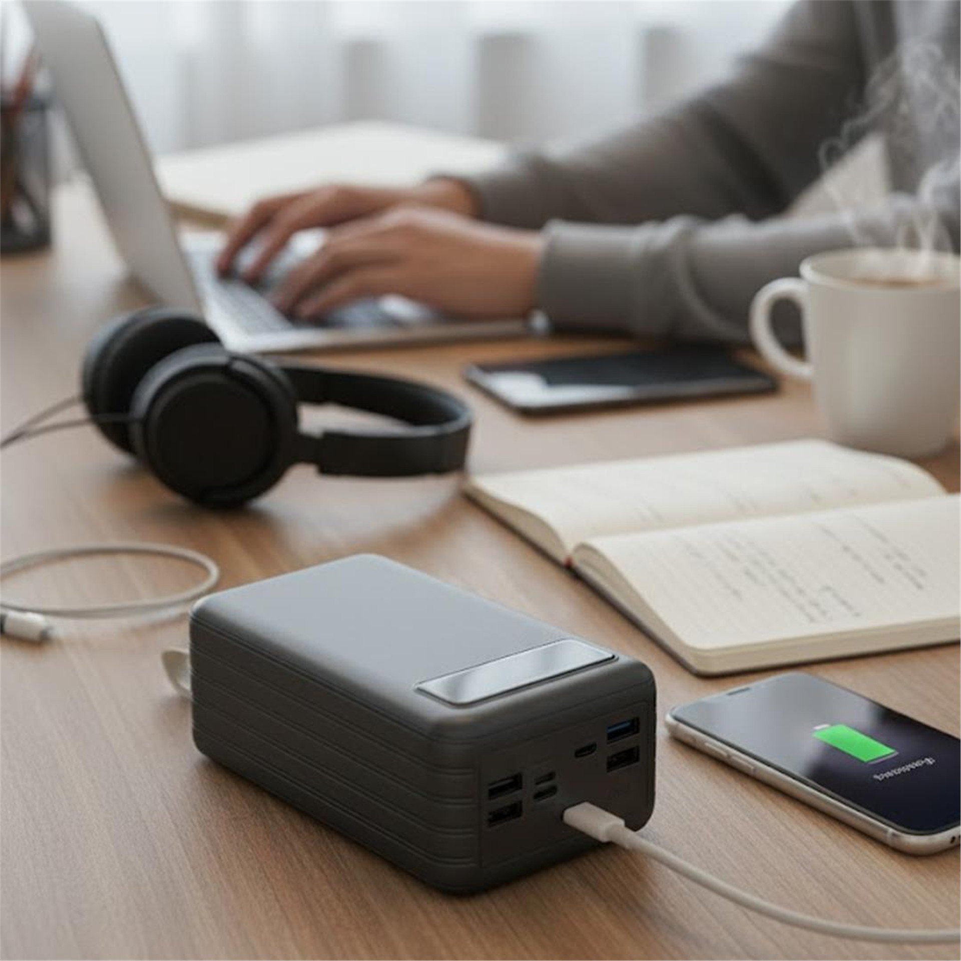 Powerway Powerway TX80 80.000mAh Kablolu Dijital Göstergeli Gerçek Fener Işıklı Kamp Siyah Powerbank - Powerbank