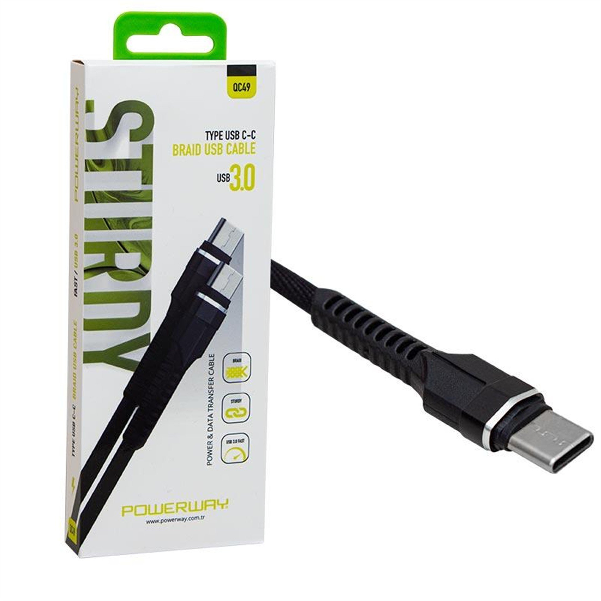 Powerway Powerway Usb 3.0 Type C-Type C Data Şarj Kablosu QC49 - Data-Şarj Kabloları