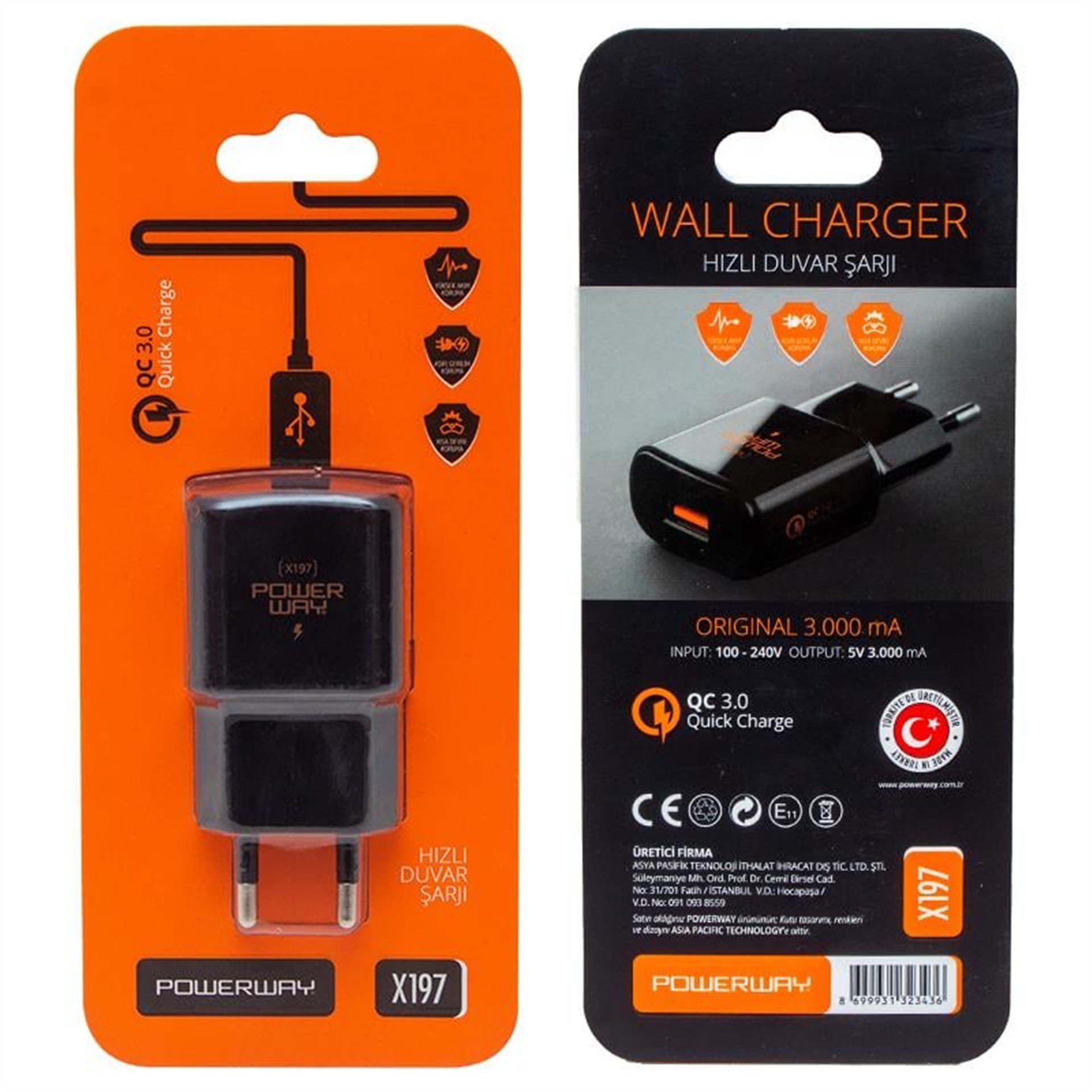 Powerway Powerway X-197 Micro Usb Hızlı Şarj Kafa Başlık Adaptörü - Şarj Cihazları