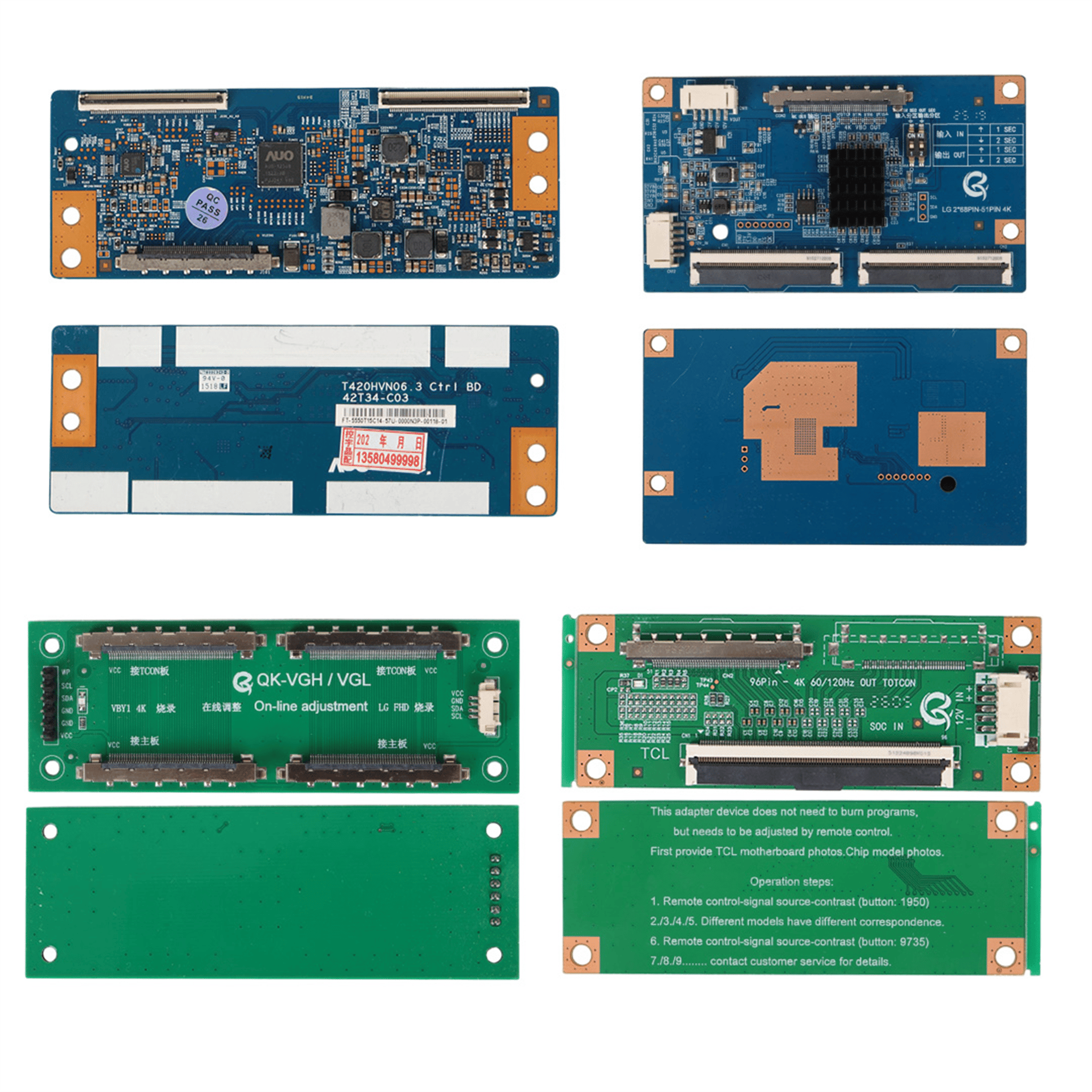 Oem QK-VGH/VGL V1.0 Voltaj Regülasyon Kartı 4K IN 2K FHD IN Panel Test Kiti - Muhtelif Elektronik Malzeme