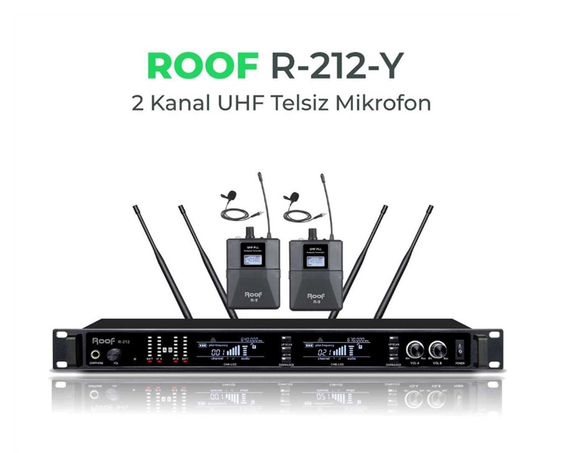 Reyonex ROOF R-212-Y 2 KANAL UHF TELSİZ MİKROFON - Mikrofonlar