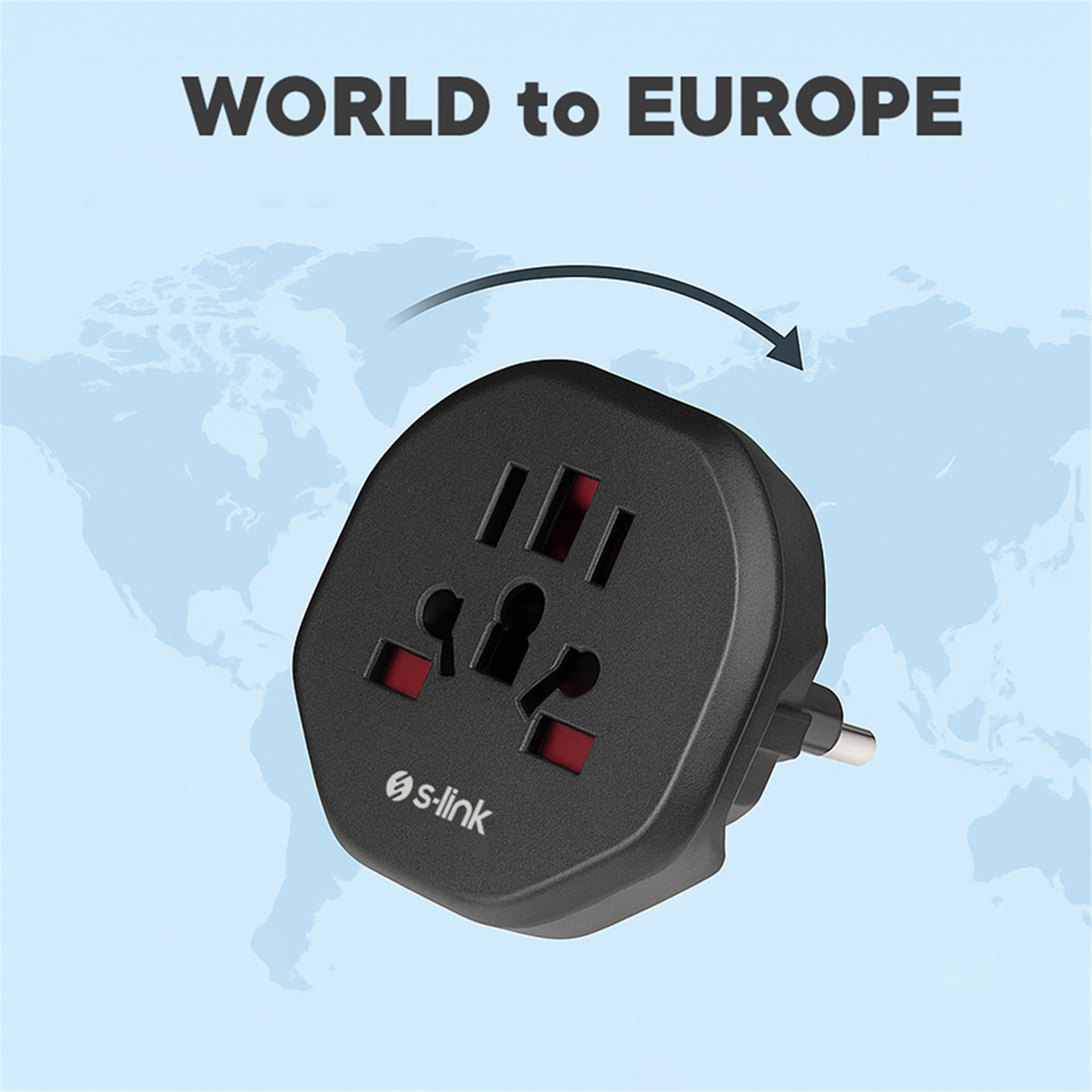 S-Link S-Link SL-WL09 Çok Amaçlı Universal Avrupa Çıkışlı - Türk Priz Çevirici - Fişler-Prizler