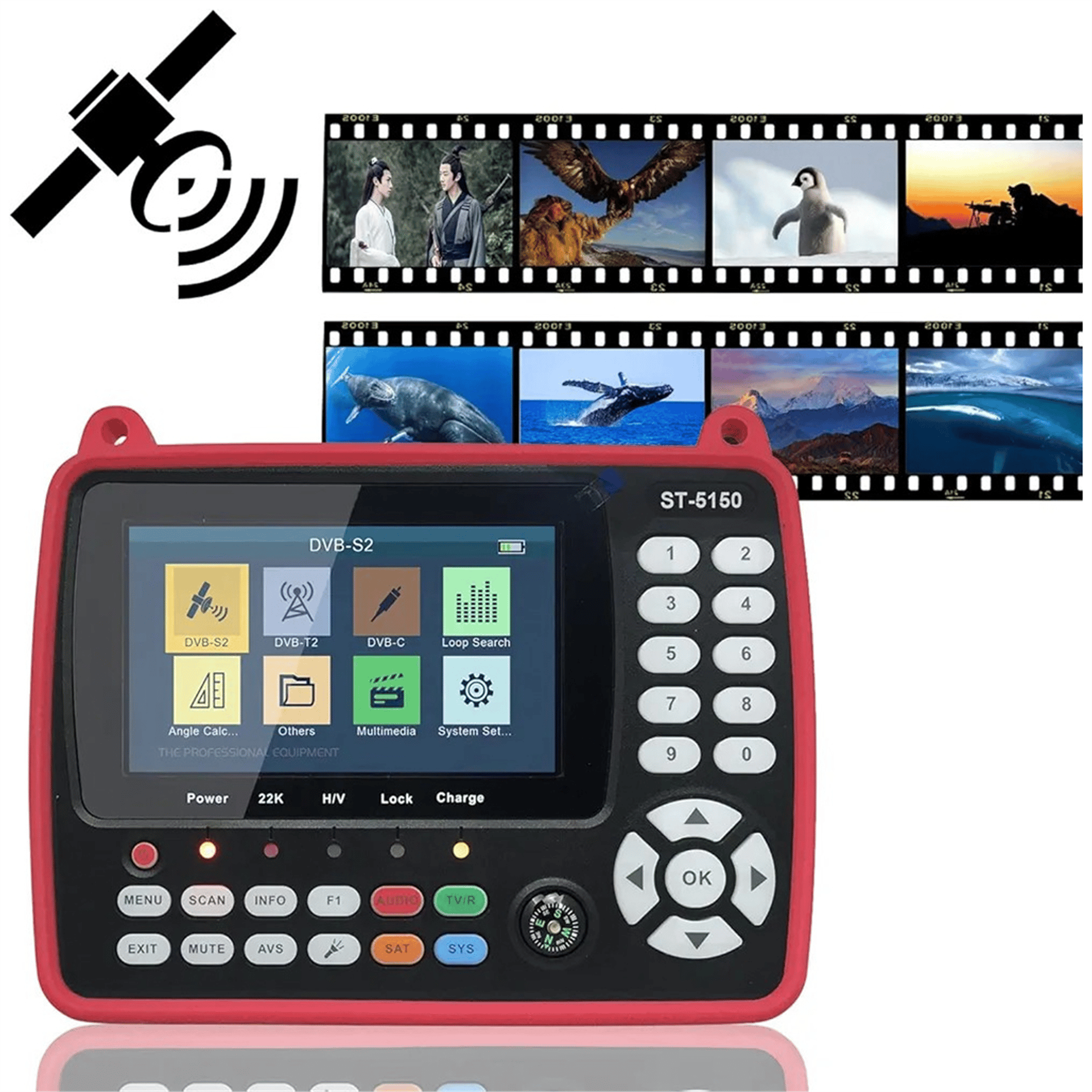 Satlink Satlink ST-5150 Combo DVB-S/S2/C/T/T2  - 4.3'' Ekranlı Görüntülü Full HD Uydu Yön Bulucu - Dijital Uydu Bulucular