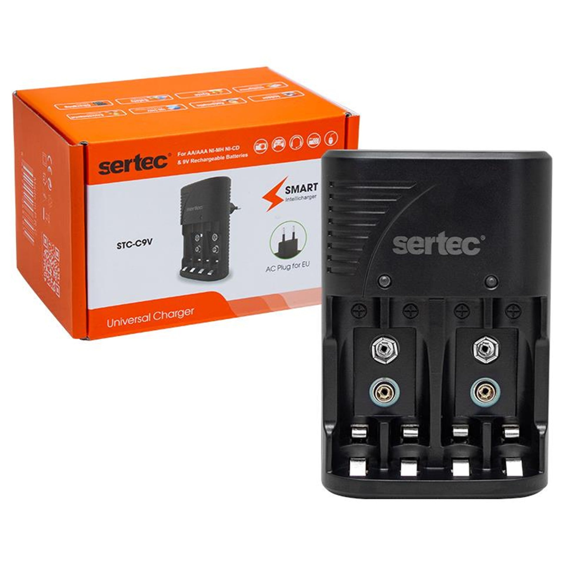 Sertec Sertec AA-AAA Dörtlü - 2x9V Pil Şarj Aleti STC-C9V - Pil Şarj Cihazları