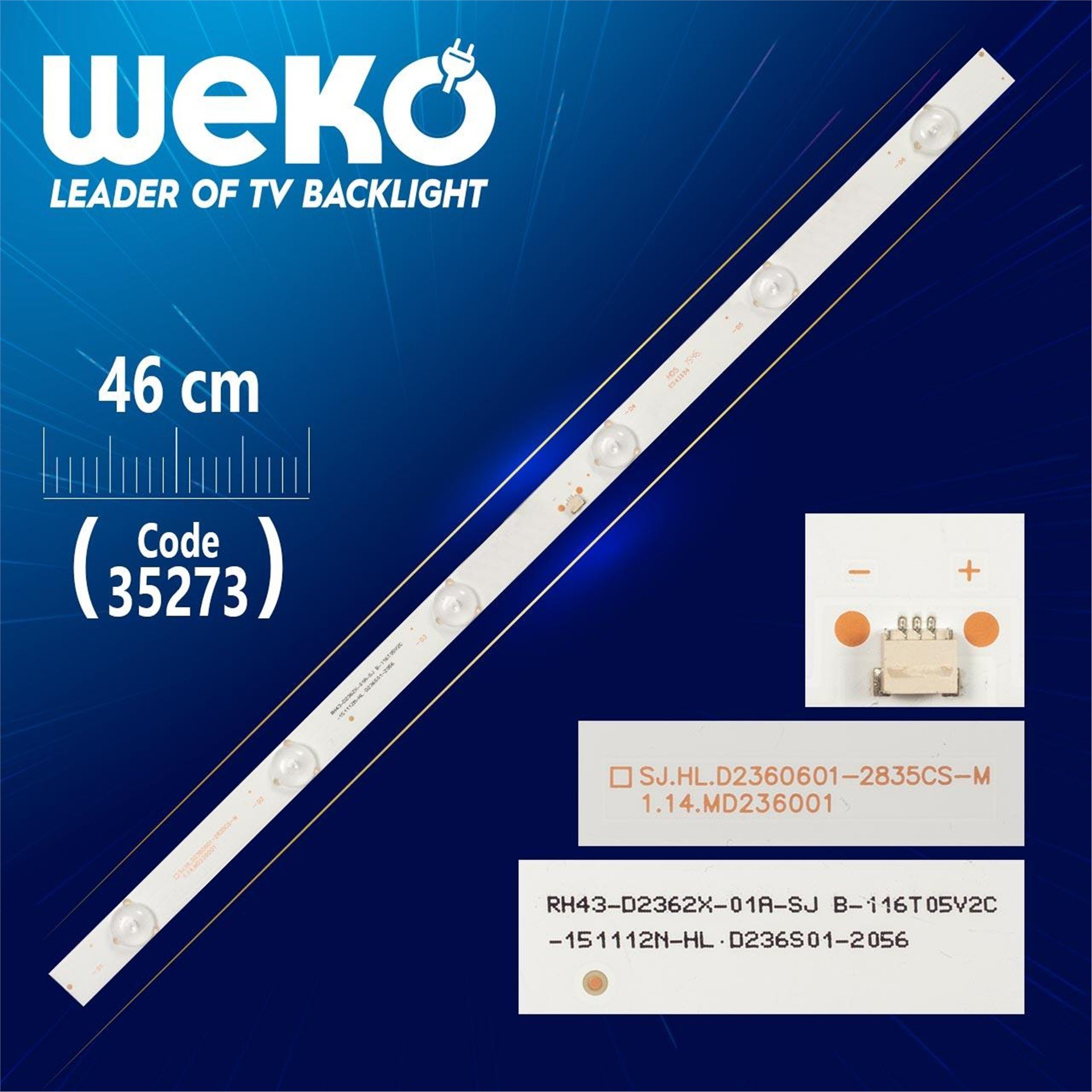 Weko SJ.HL.D2360601-2835CS-M 1.14.MD236001 - (46 CM) - 6 Ledli - (WK-915) Tv Led Bar - Tv Led Bar