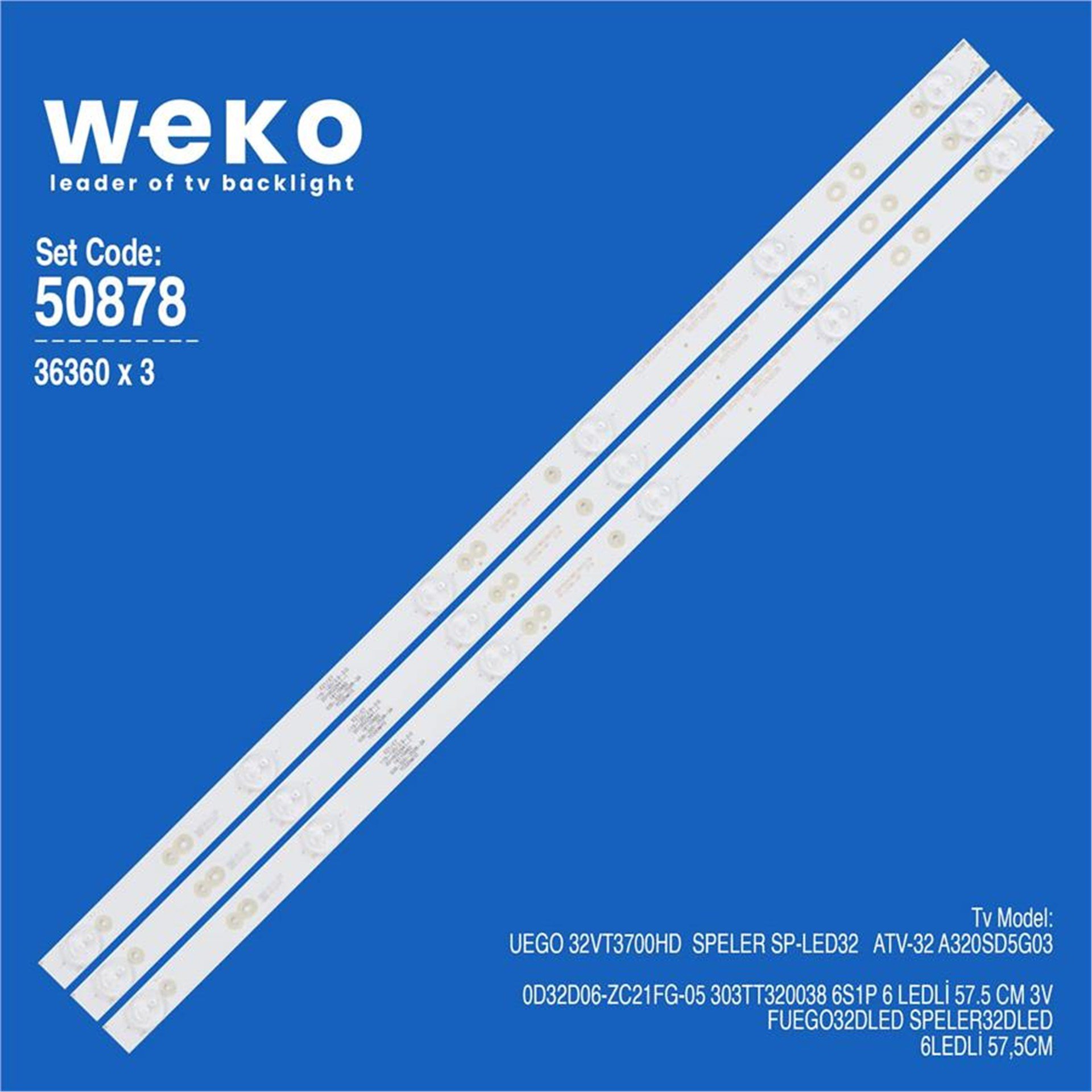 Weko Speler SP-LED32 32'' İnç 3 Adet Tv Led Bar - Tv Led Bar
