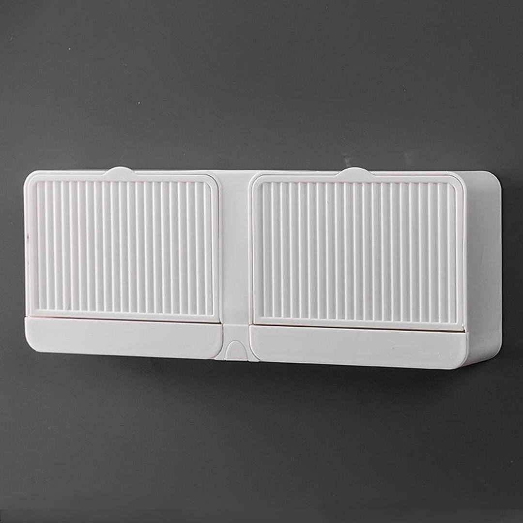 Sunup SN-20467 Çift Bölmeli Çekmeceli Duvara Monte Kapaklı Banyo Tuvalet Sabunluk