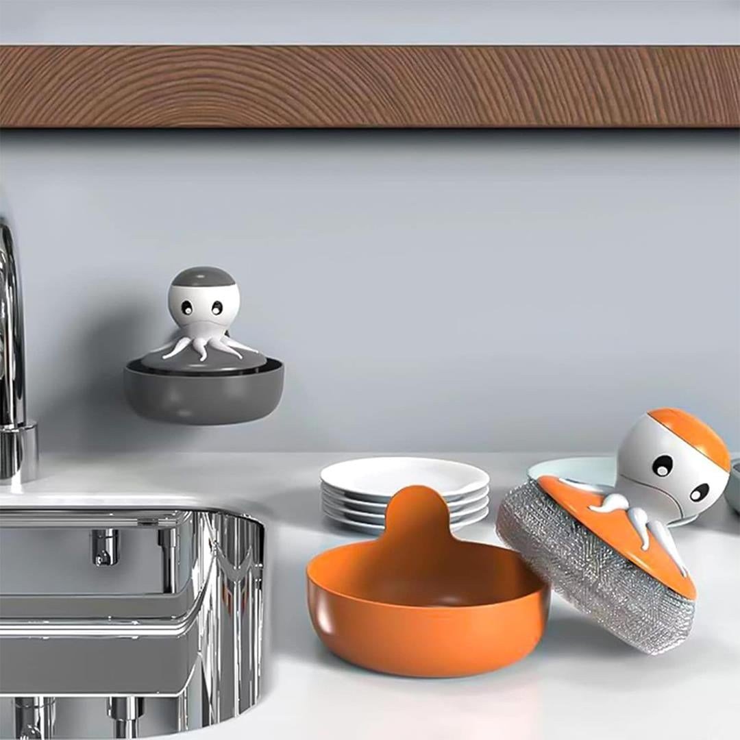 Sunup SN-25312 Ahtapot Şekilli Sabun Hazneli Bulaşık Teli Tutucu