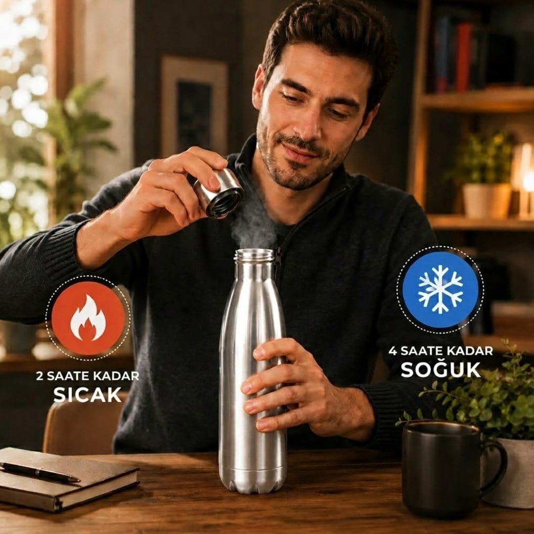 Sunup SN-25714 Şişe Tipi 1000 Ml. Paslanmaz Çelik Termos