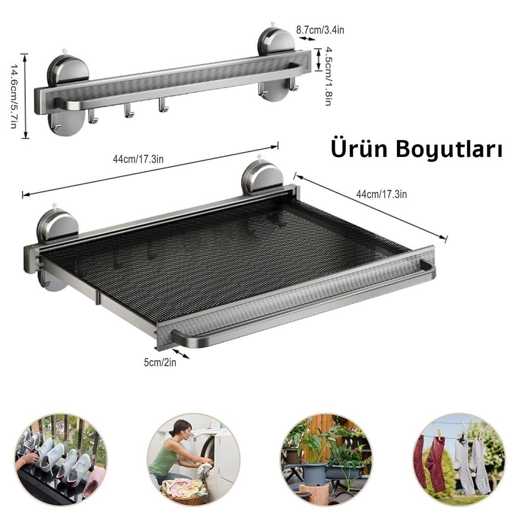 Sunup SN-26732 Duvara Monte Vantuzlu Katlanır Masa Çamaşır Rafı