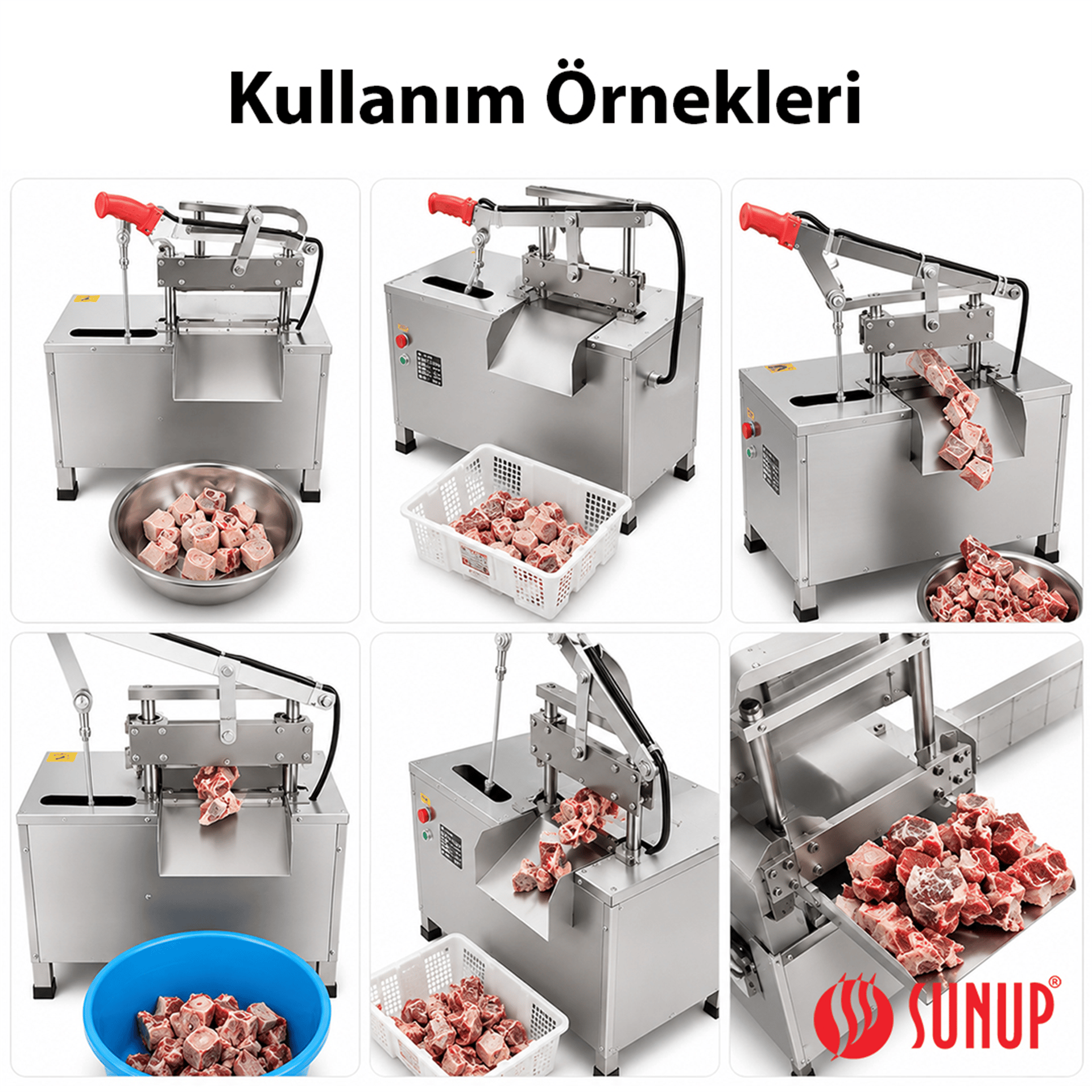 Sunup Sunup SN-30982 Otomatik Kemik ve Et Kesme Makinesi Gıda Sınıfı Paslanmaz Çelik Endüstriyel Giyotin Dilimleyici - Ev ve Yaşam