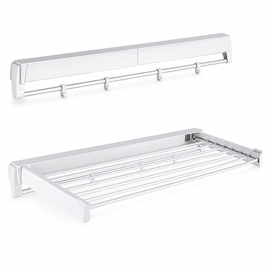 Sunup SN-37717 Katlanabilir Çamaşır Askılığı Duvara Monte Gizli Balkon Akordeon Kurutma Beyaz