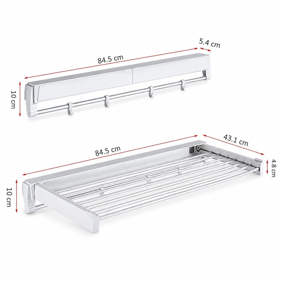 Sunup SN-37717 Katlanabilir Çamaşır Askılığı Duvara Monte Gizli Balkon Akordeon Kurutma Beyaz
