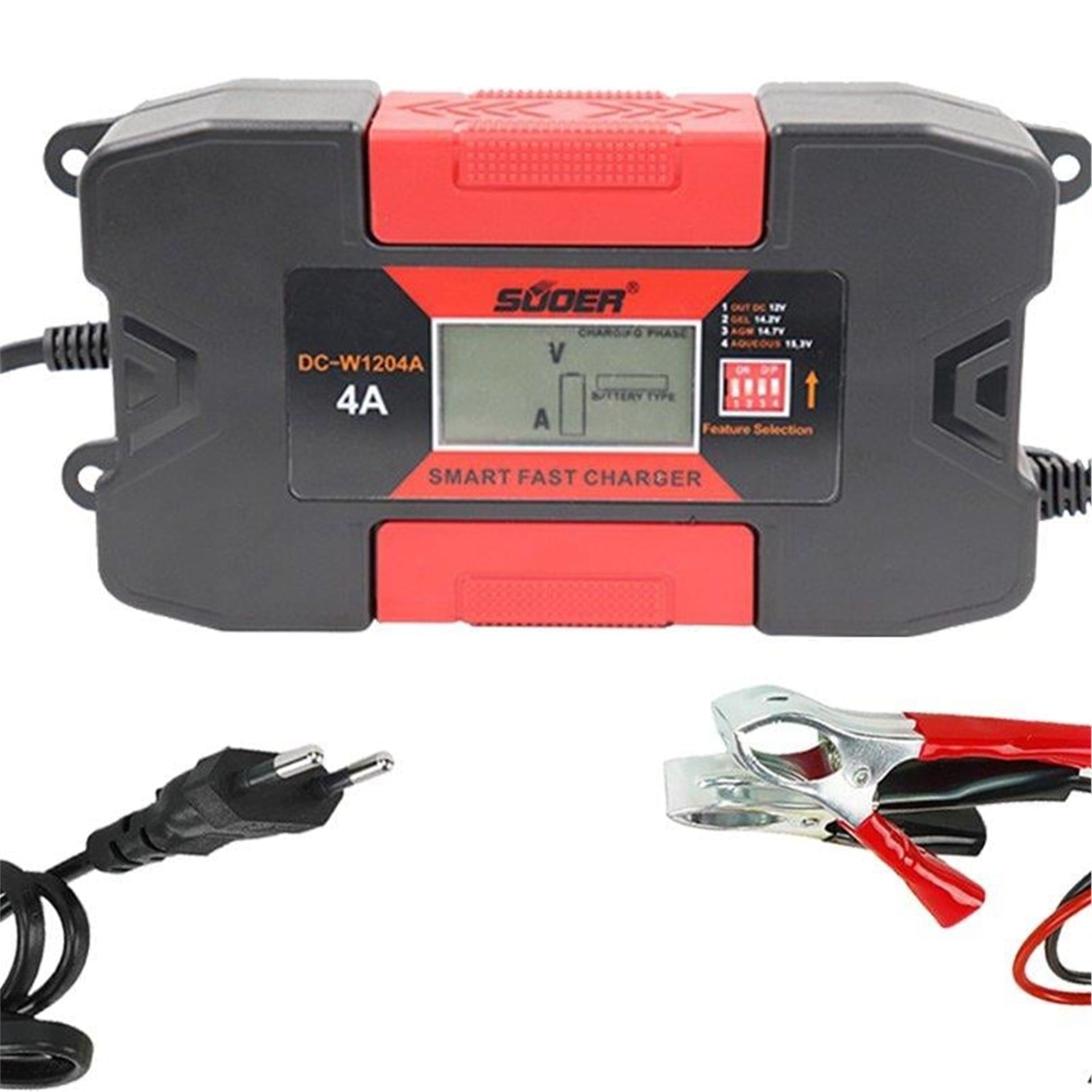 Suoer Suoer DC-W1204A 12-15.3 Volt 4 Amper Akıllı Akü Şarj Cihazı - Adaptörler