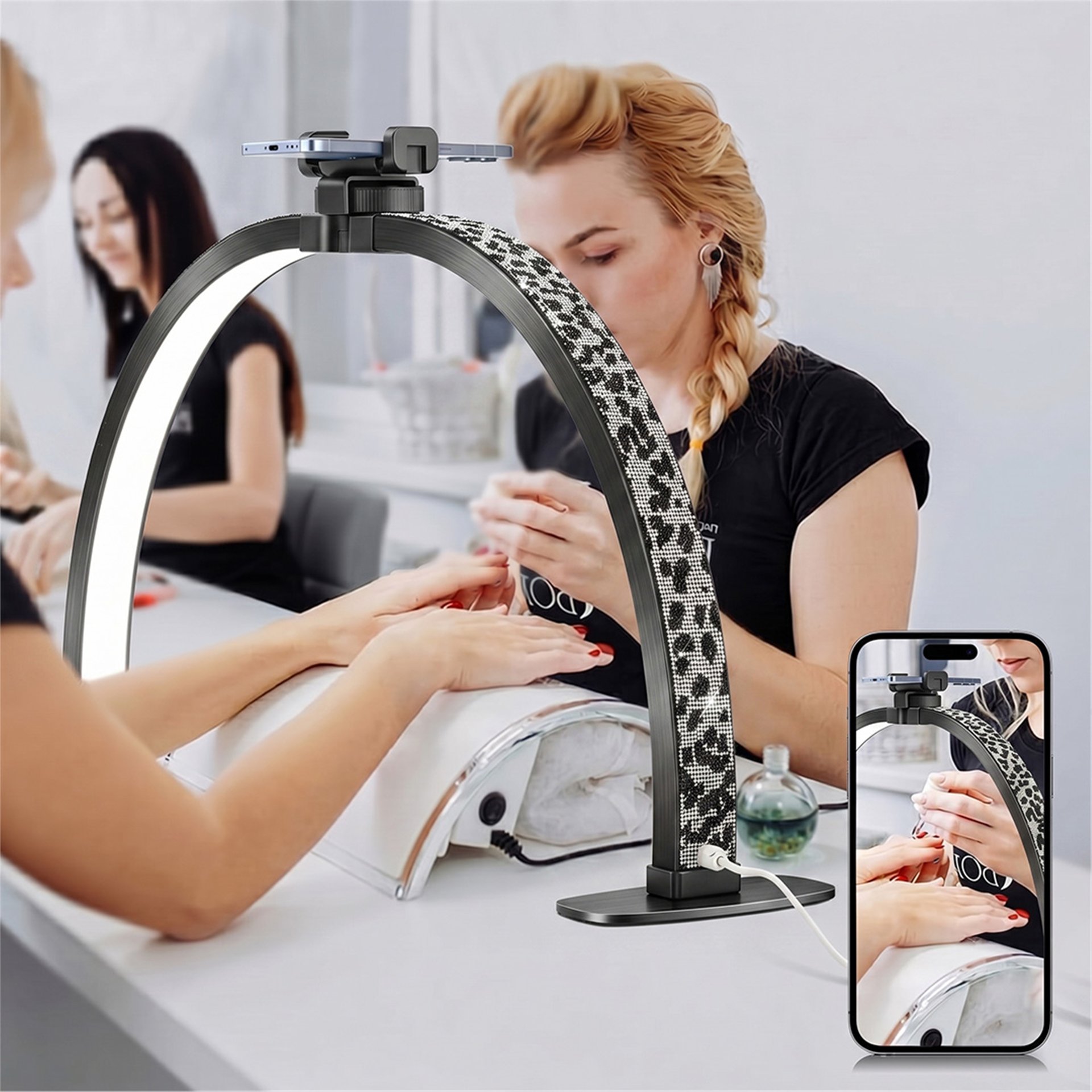 Reyonex TRLED F-550A 55CM KATLANABİLİR MASAÜSTÜ TIRNAK MASA LAMBASI ( ZEBRA-İNEK ELMAS DESENLİ) - Ev ve Yaşam