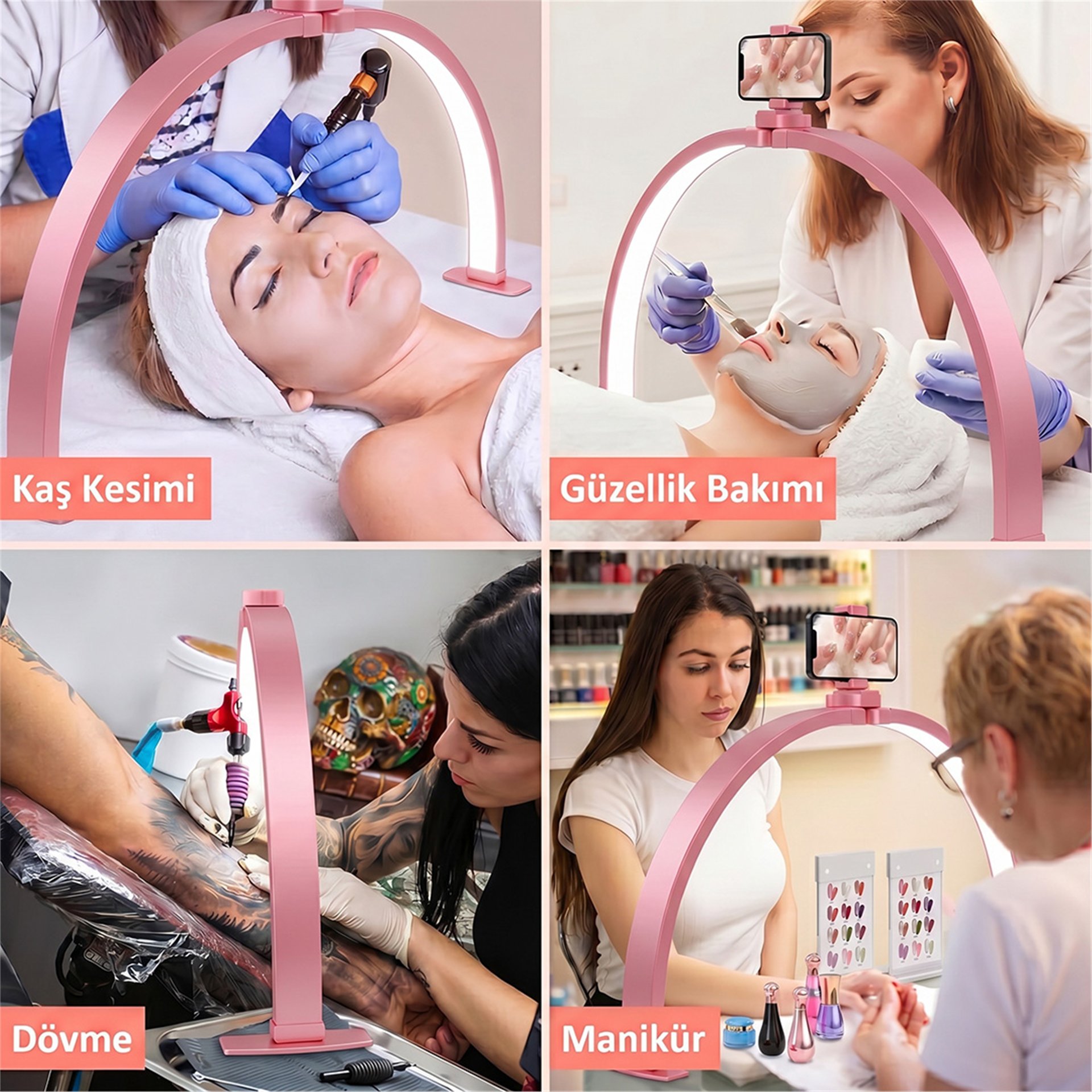 Reyonex TRLED F-700A 70CM KATLANABİLİR MASAÜSTÜ TIRNAK MASA LAMBASI PEMBE - Ev ve Yaşam