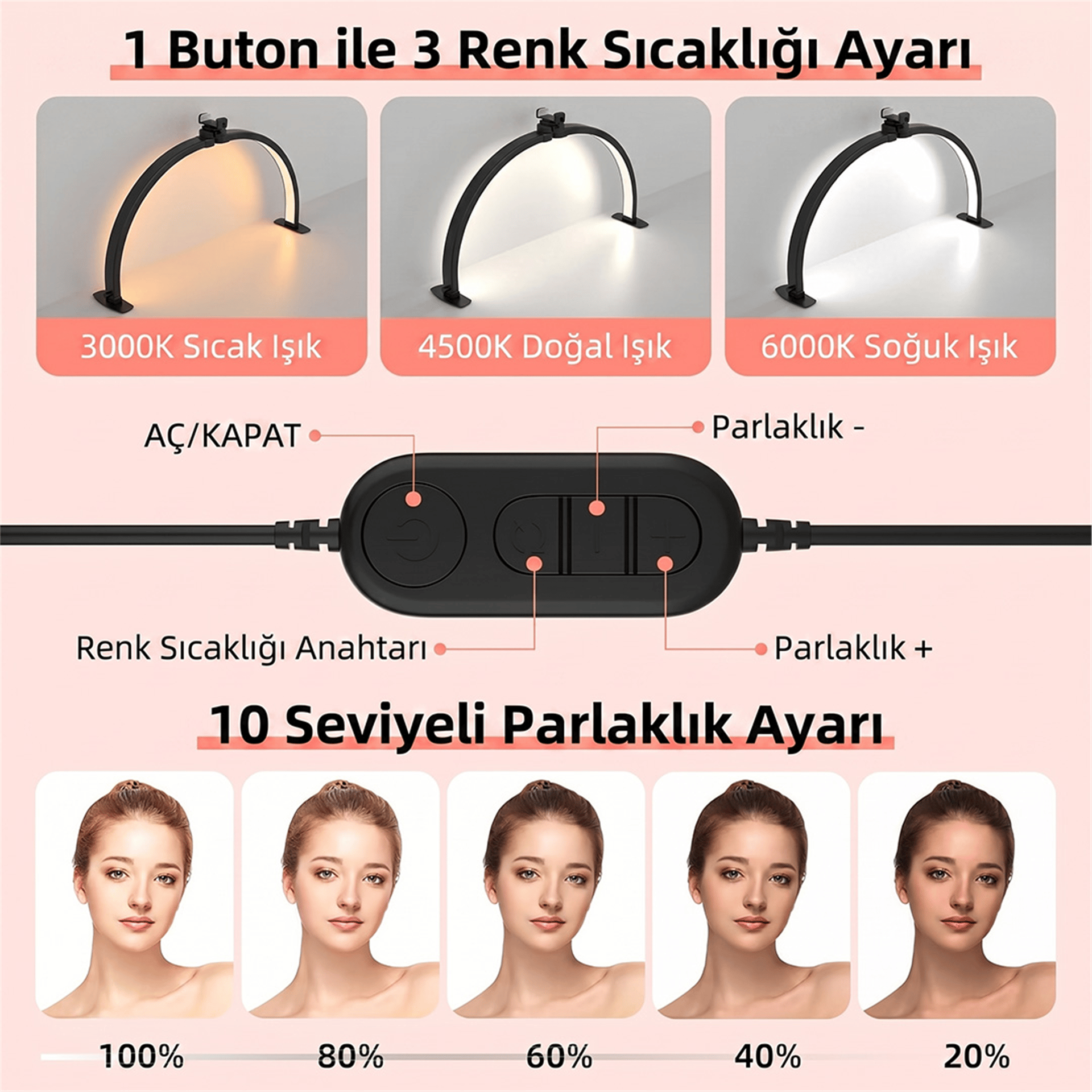Reyonex TRLED F-700A 70CM KATLANABİLİR MASAÜSTÜ TIRNAK MASA LAMBASI SİYAH - Ev ve Yaşam