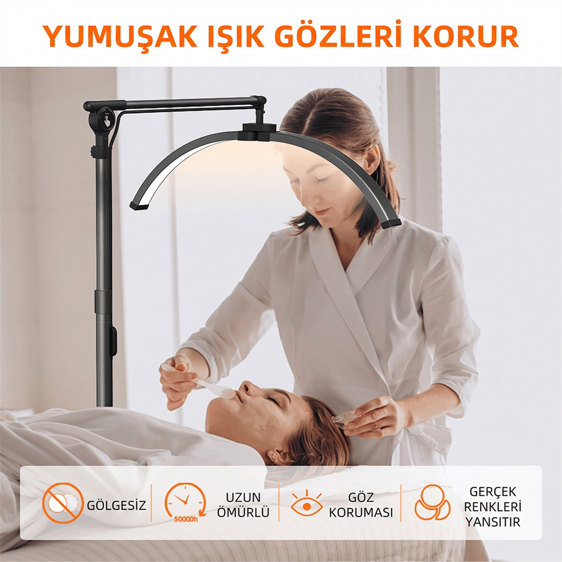 Reyonex Trled F-700B Katlanabilir Ayaklı-Tekerlekli Tırnak Masa Lambası (Siyah-Beyaz) - Ev ve Yaşam
