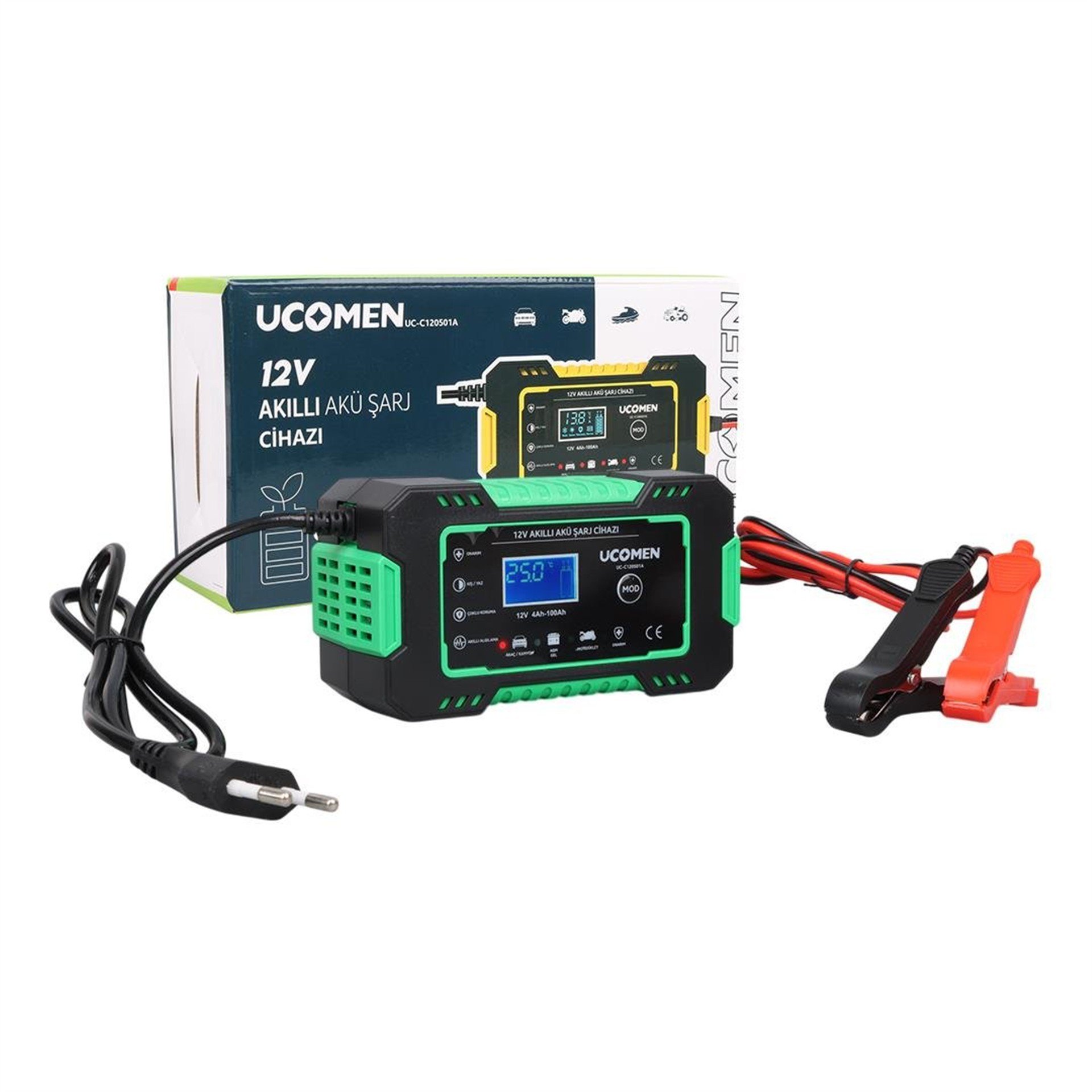 Ucomen Ucomen UC-C120501A Yeşil 12 Volt 6 Amper Led Göstergeli Akü Şarj Cihazı - Akü Şarj Cihazları