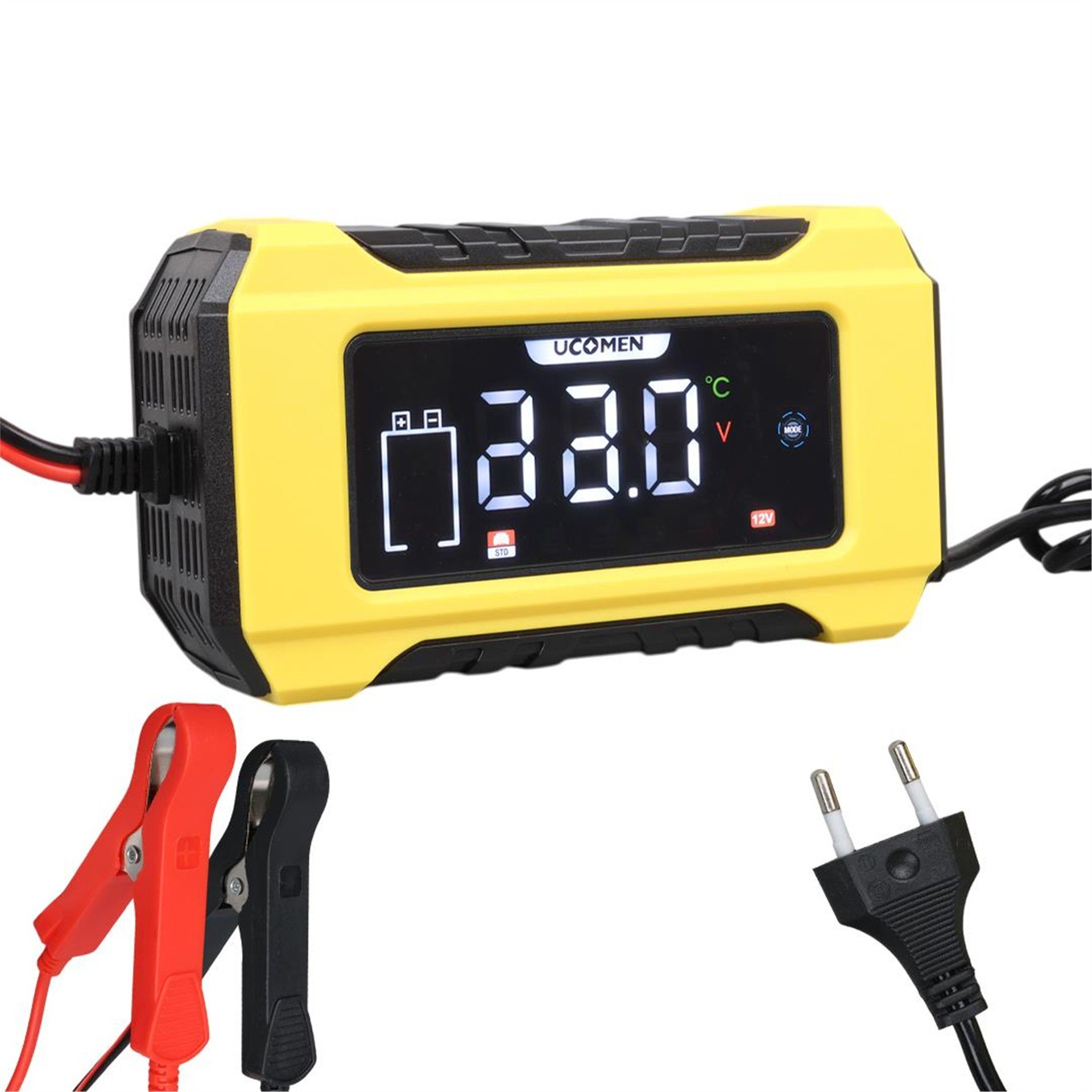 Ucomen Ucomen UC-C120501B Sarı 12 Volt 6 Amper Lcd Göstergeli Akıllı Akü Şarj Cihazı - Akü Şarj Cihazları