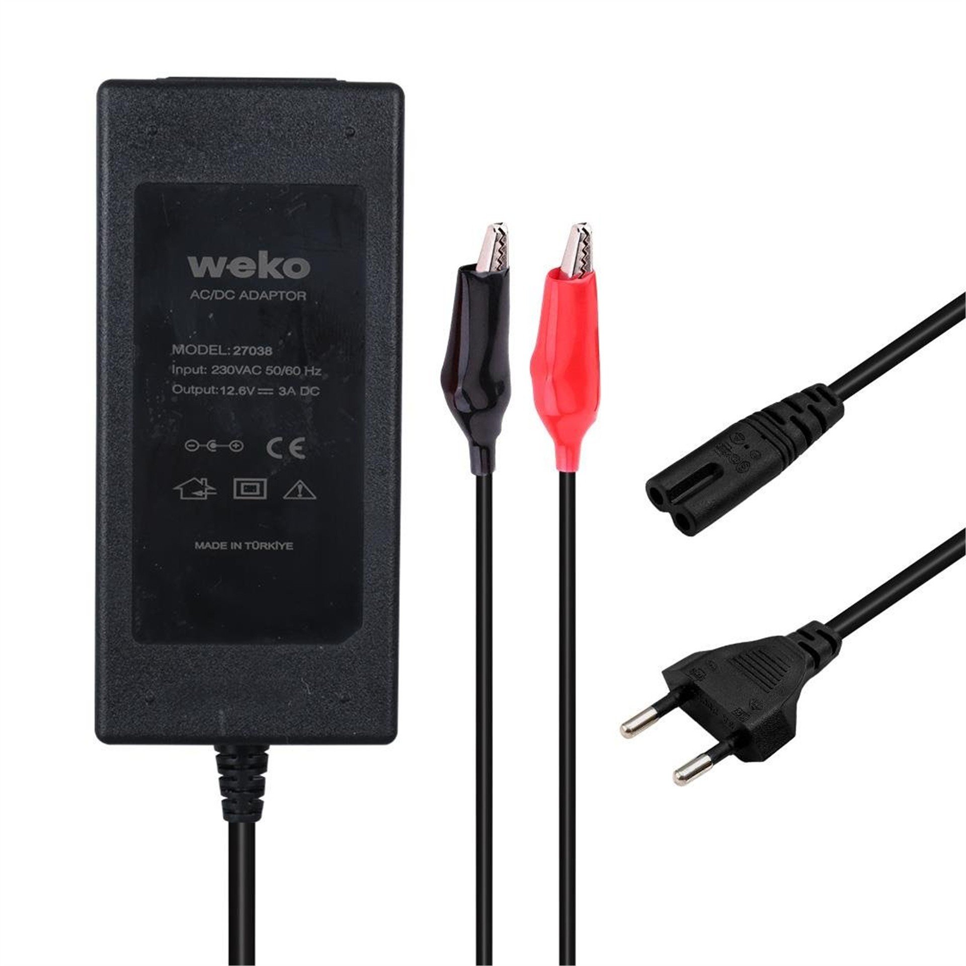 Weko Weko 12.6 Volt - 3 Amper Krokodil Uçlu Ledli Yerli Üretim Masaüstü Şarj Adaptörü - Akü Şarj Cihazları