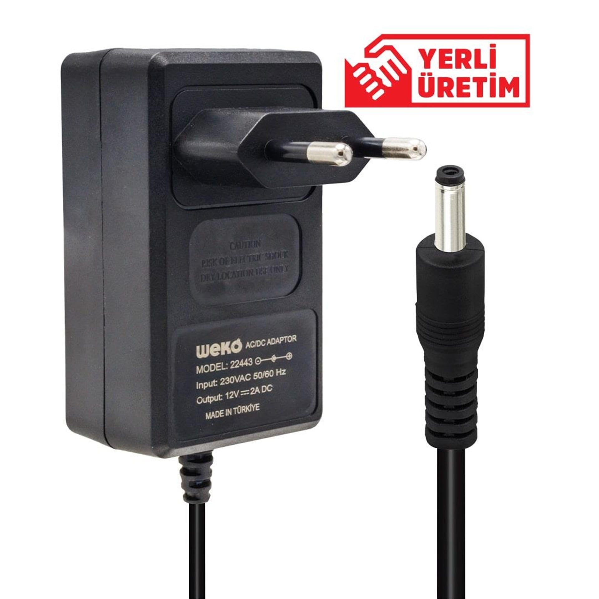Weko Weko 12 Volt - 2 Amper 2.5*0.7 Uçlu Yerli Üretim Plastik Kasa Priz Tipi Adaptör - Adaptörler