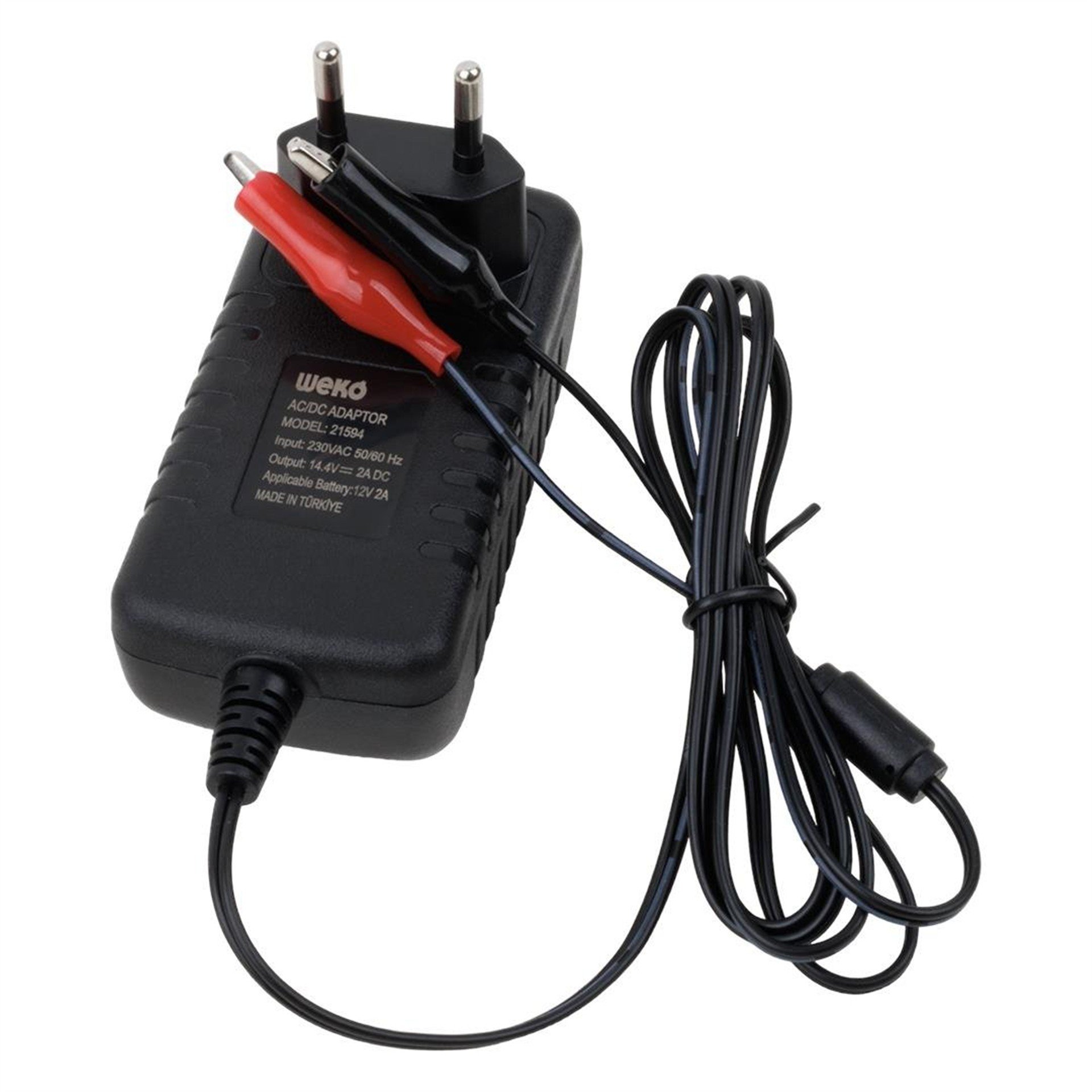 Weko Weko 14.4 Volt - 2 Amper Krokodil Uçlu Kırmızı Yeşil Ledli Yerli Üretim Akü Şarj Cihazı (Out :12v-2a) - Akü Şarj Cihazları